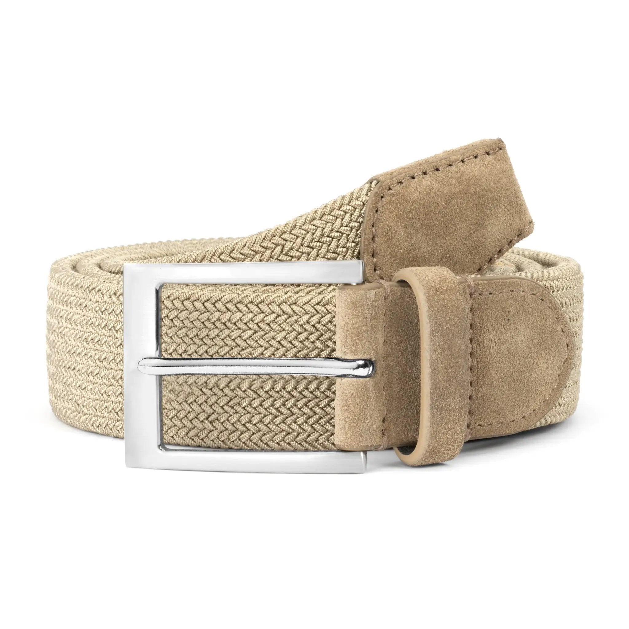 Taupe Woven Elastic & Suede Belt by To Boot New York