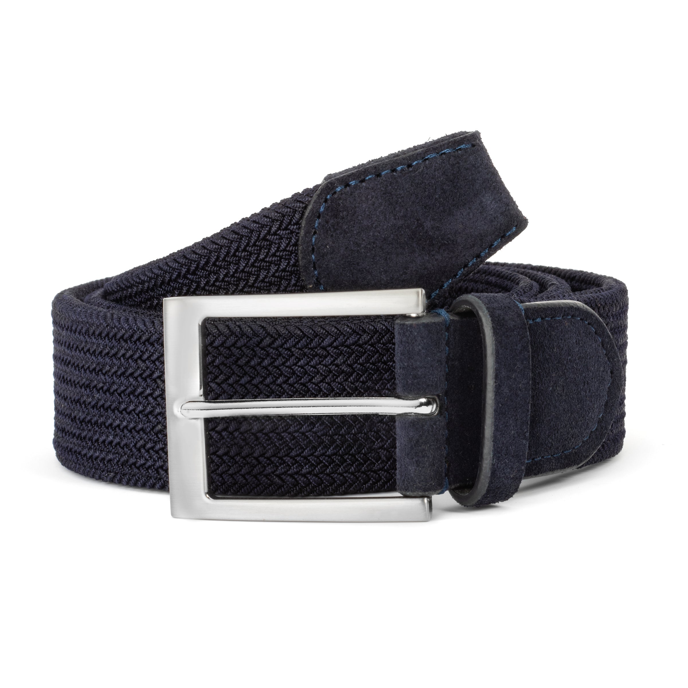 Navy Woven Suede Belt