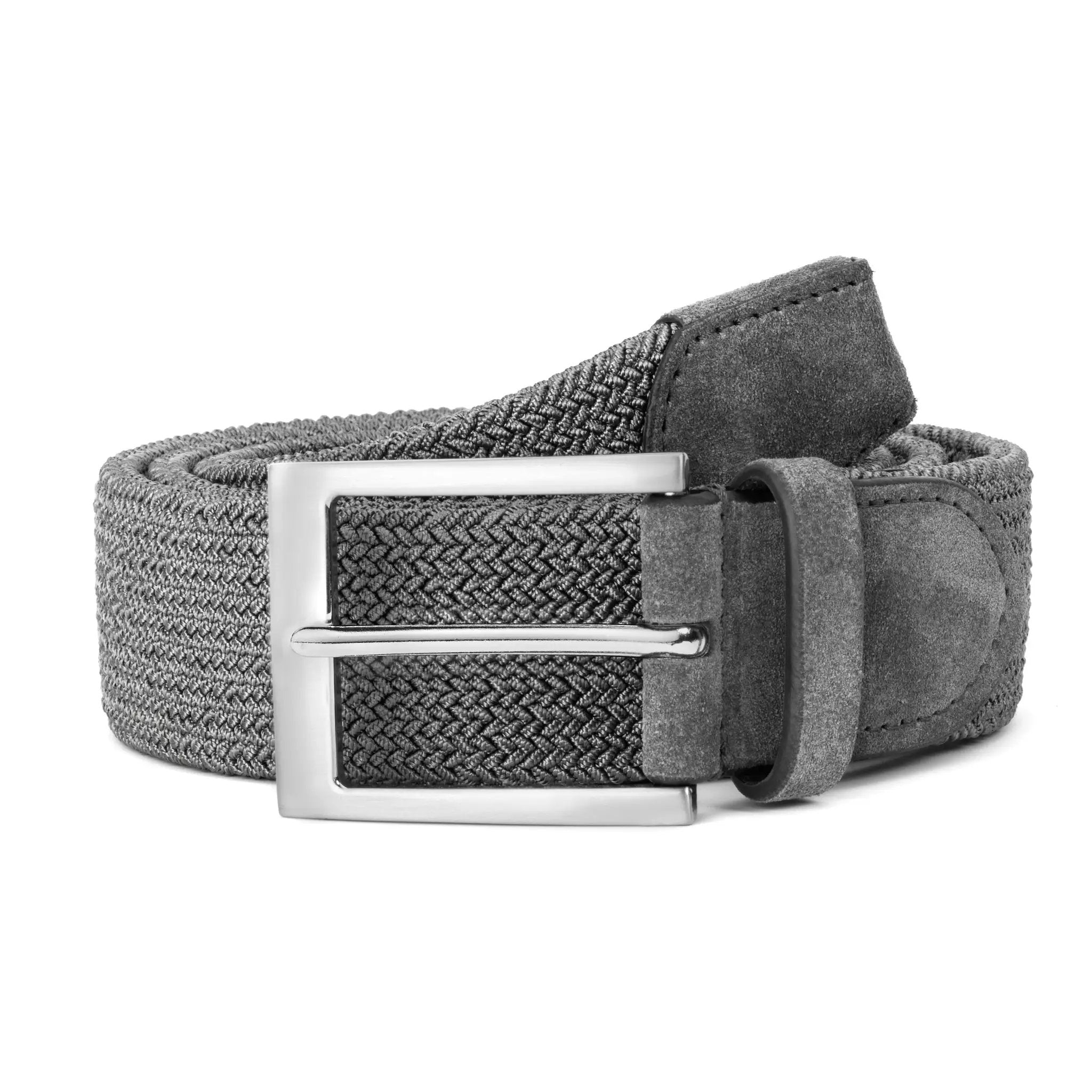 Grey Woven Elastic & Suede Belt by To Boot New York