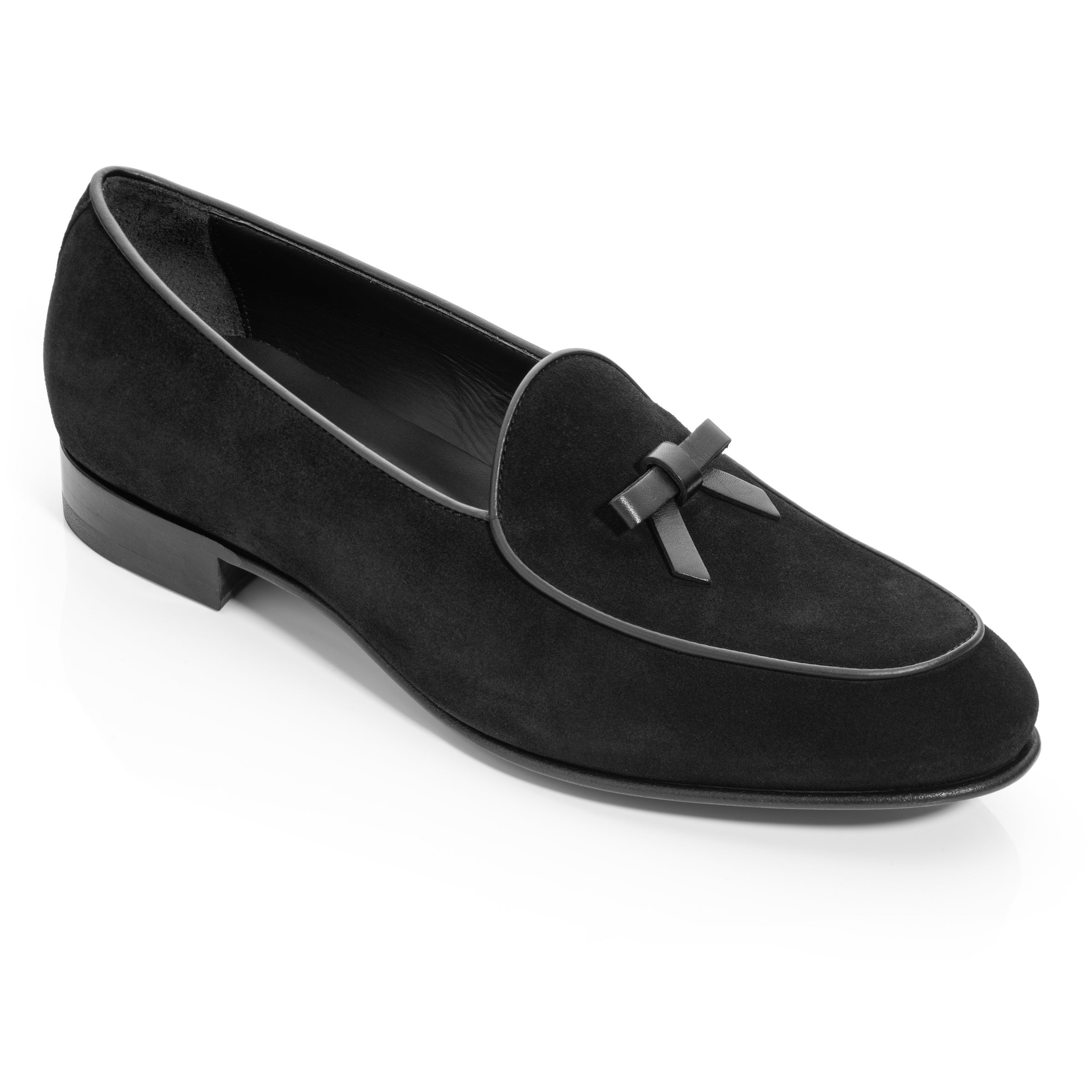 Shayne Black Suede Belgian Bow Pump Loafer