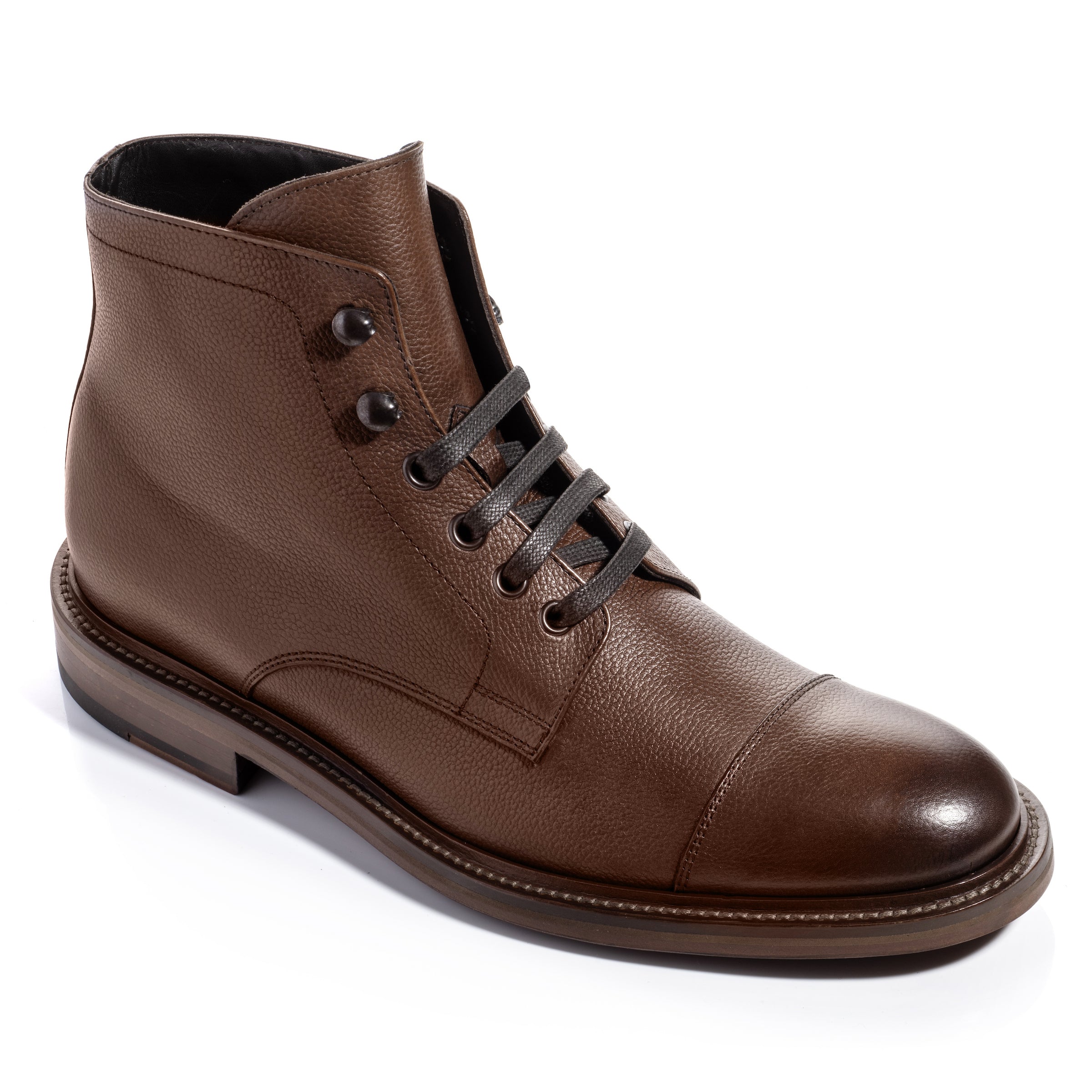 Hollowell Brown Grained Calf Cap Toe Boot