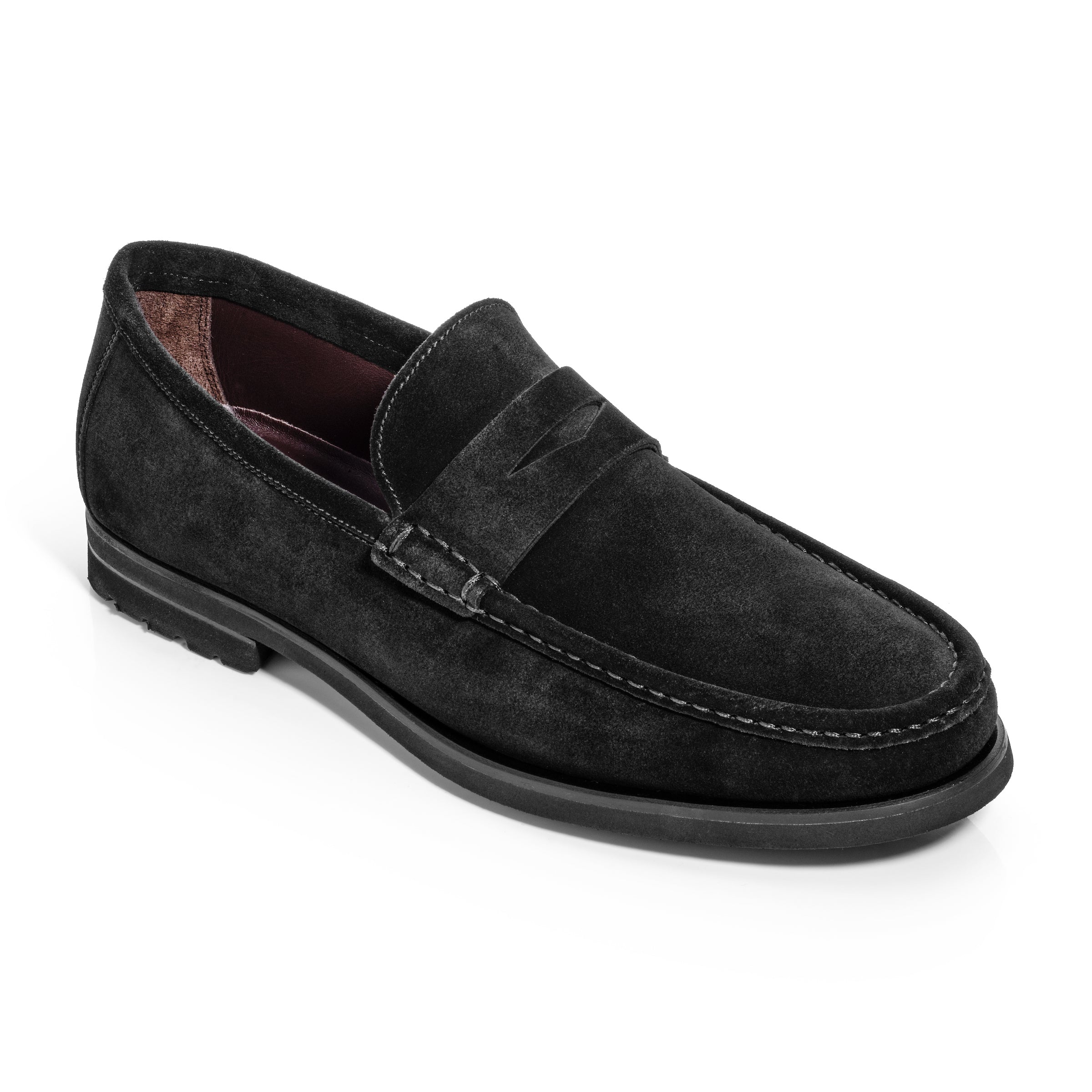 Black suede penny fashion loafers mens