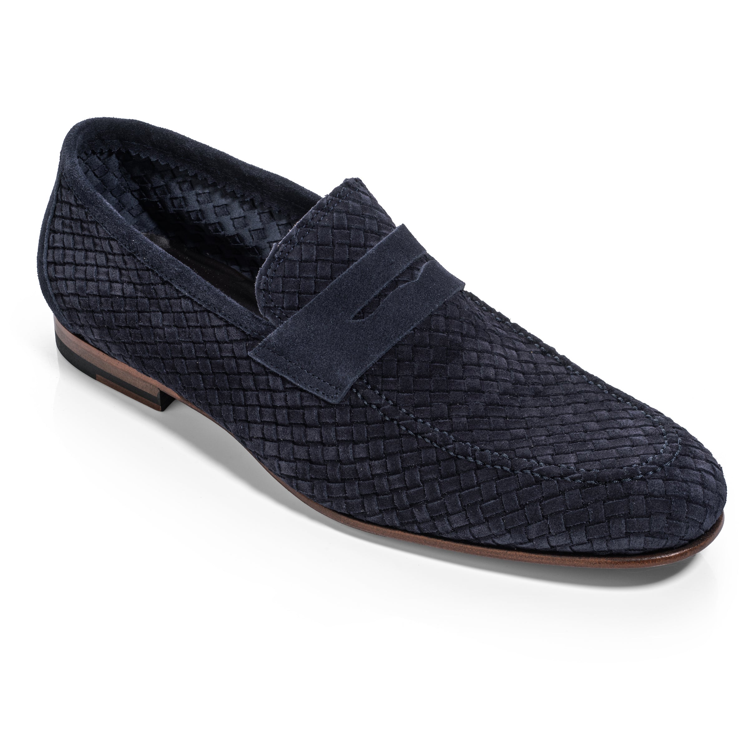 Turner Navy Blue Woven Suede Loafer