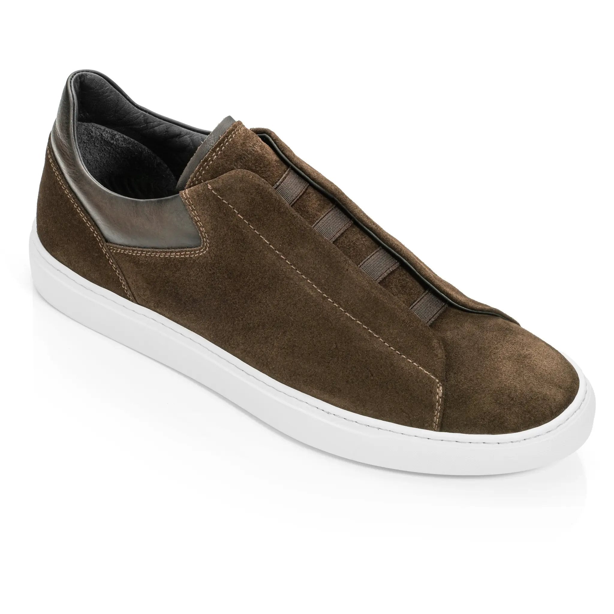 Alberta Dark Brown Suede Elastic Slip-On Sneaker by To Boot New York