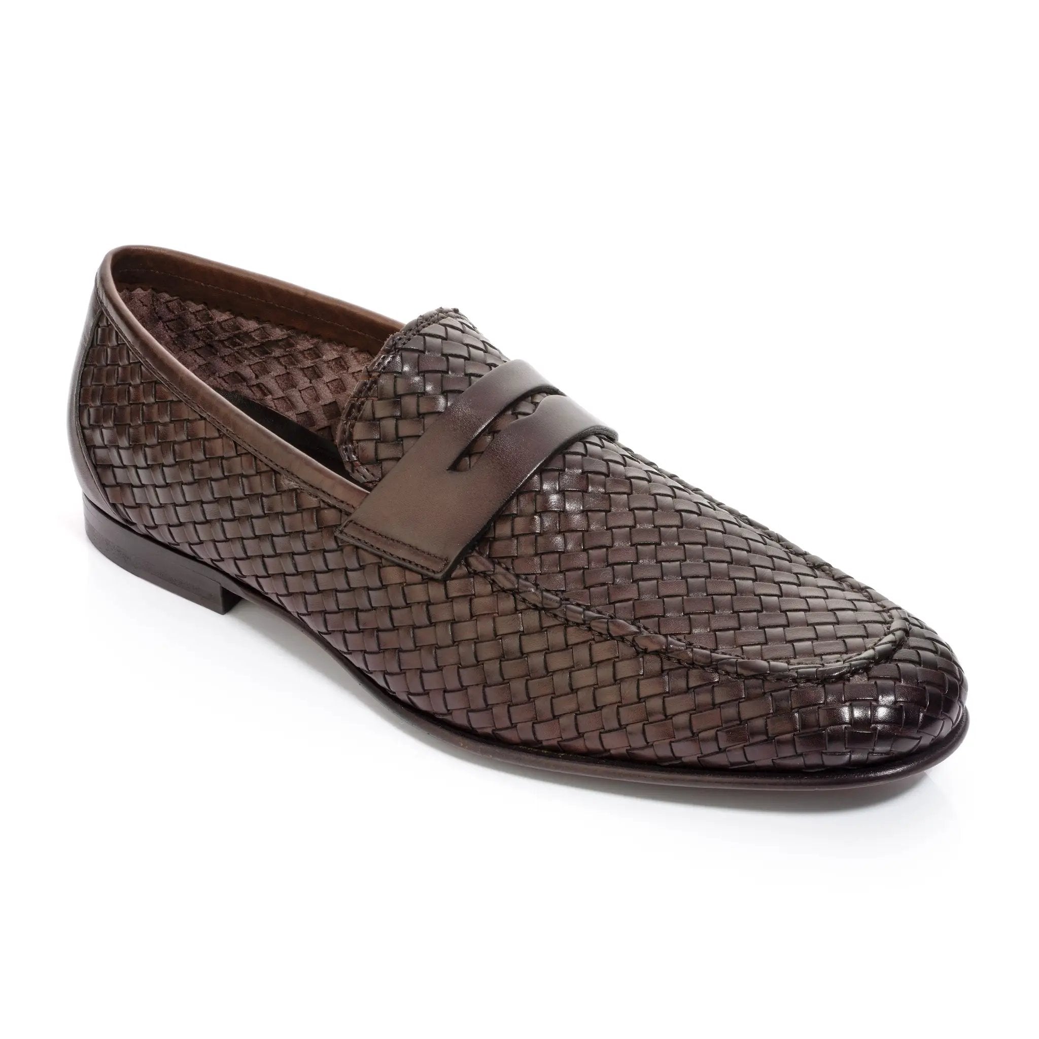 Zenith Brown Woven Leather Loafer by To Boot New York