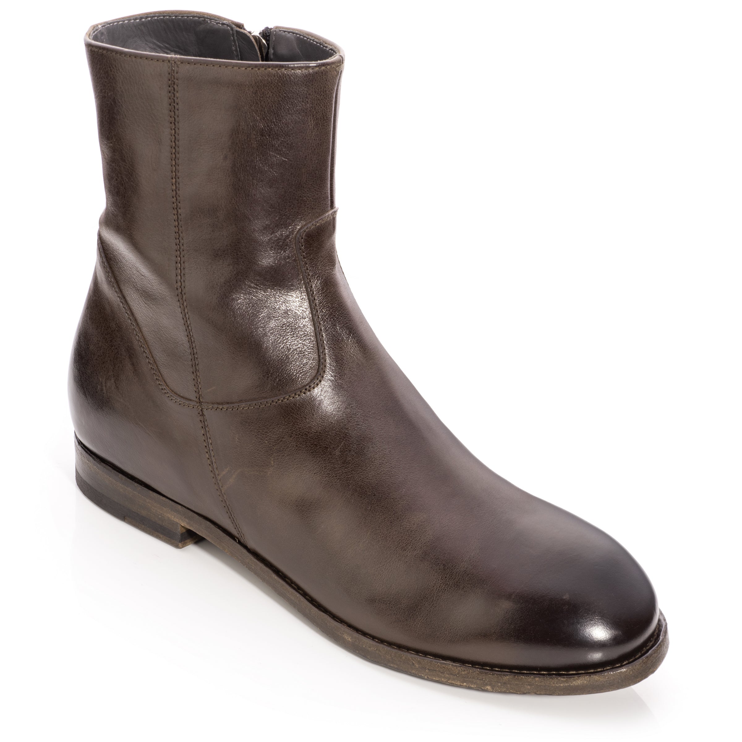 Nils Dark Brown Plain Toe Zip Boot