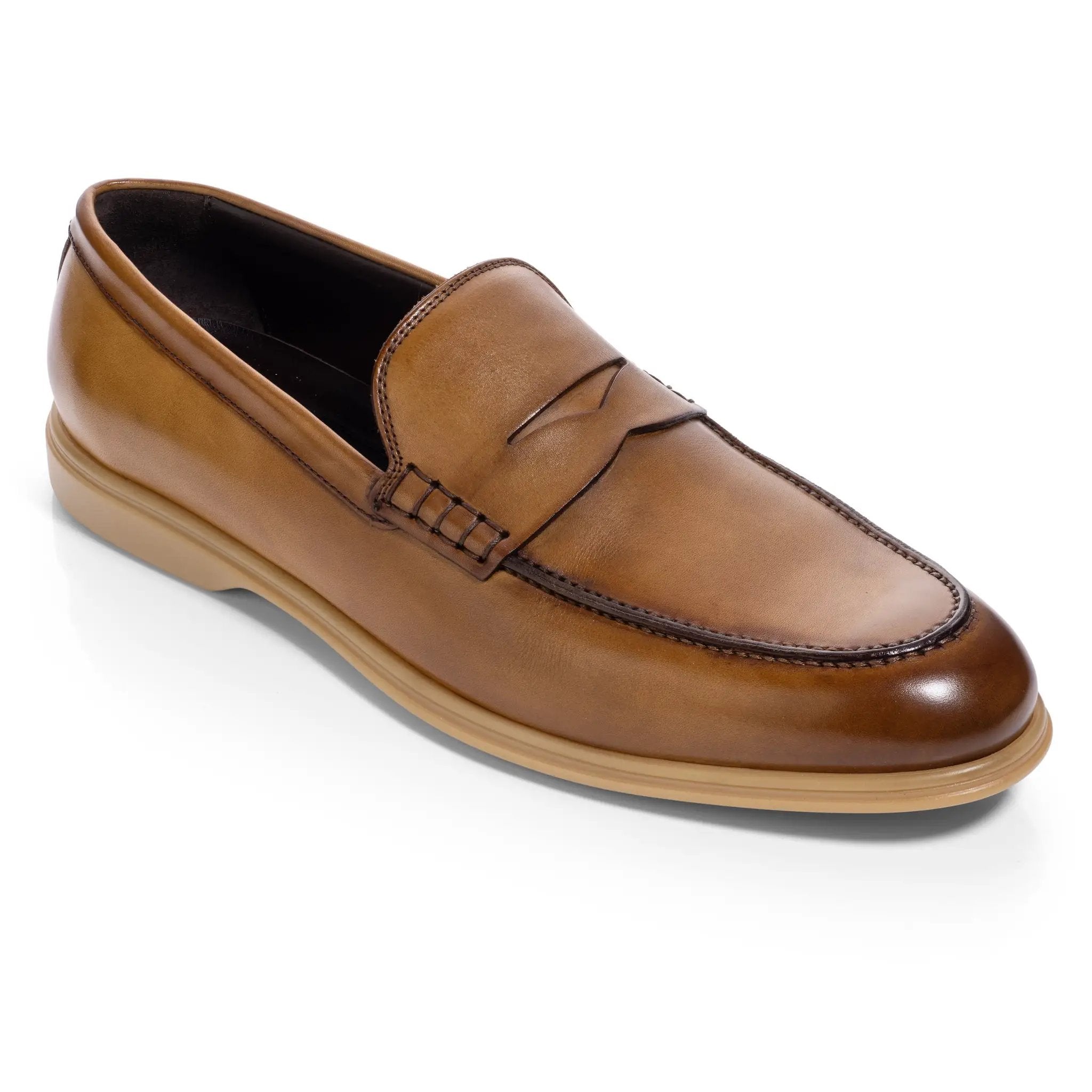 Nelson Burnished Tan Calf Slip-On Loafer by To Boot New York