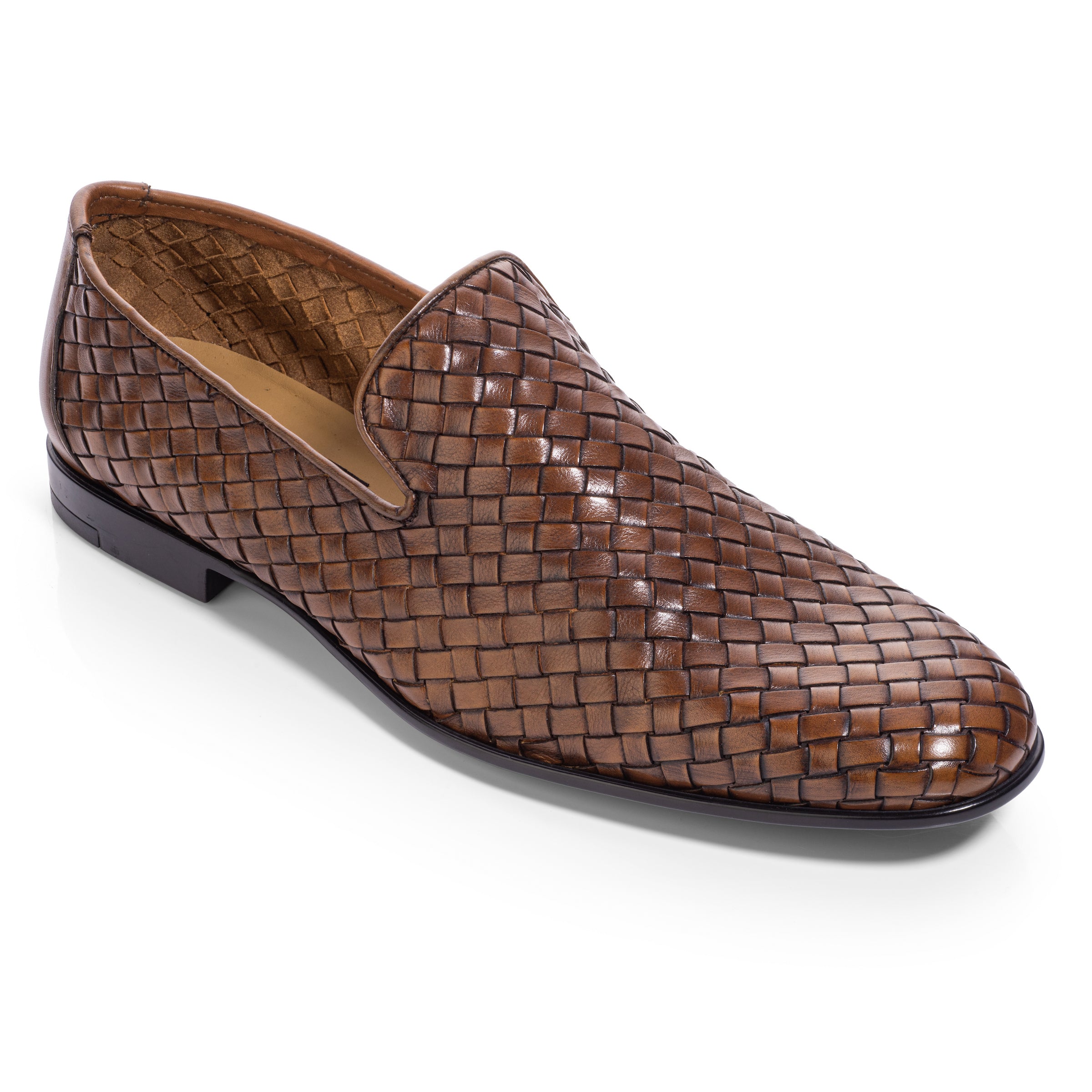 Foley Cognac Hand Woven Intrecciato Slip On