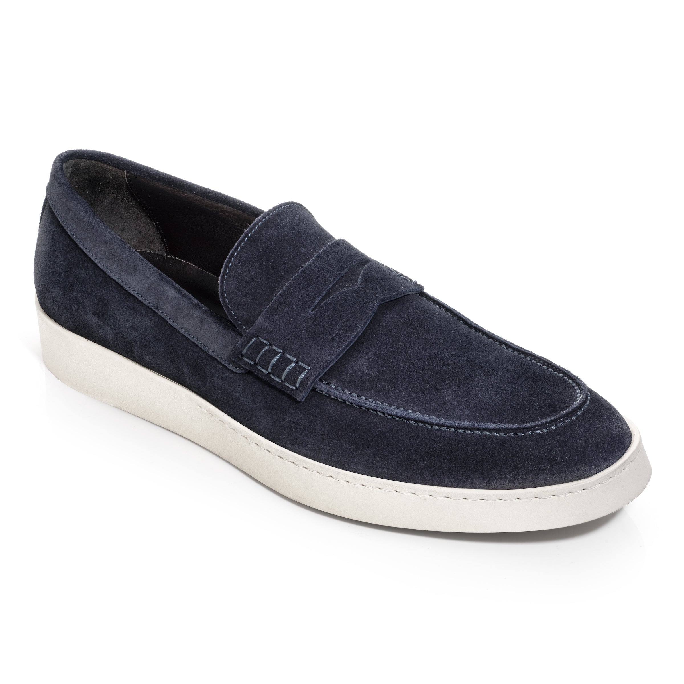 Blue suede penny loafers on sale