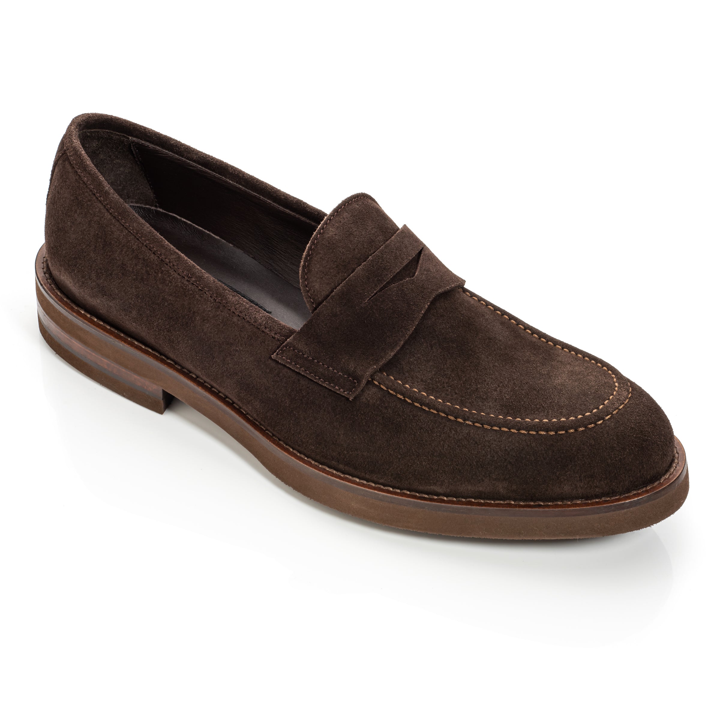 Brady Dark Brown Suede Penny Loafer - Main Image