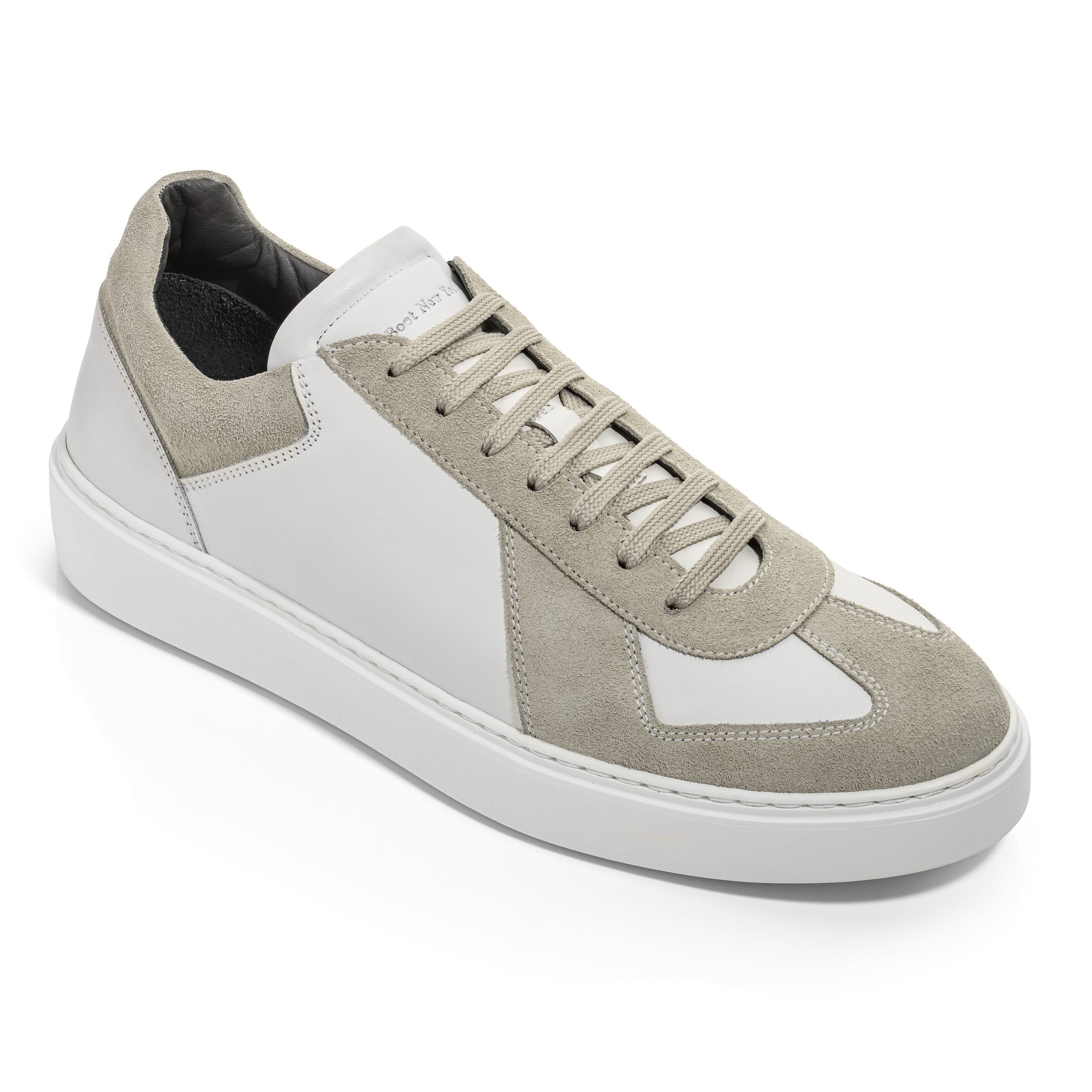 Oakmont White Leather & Suede Luxury Low-Top Sneakers
