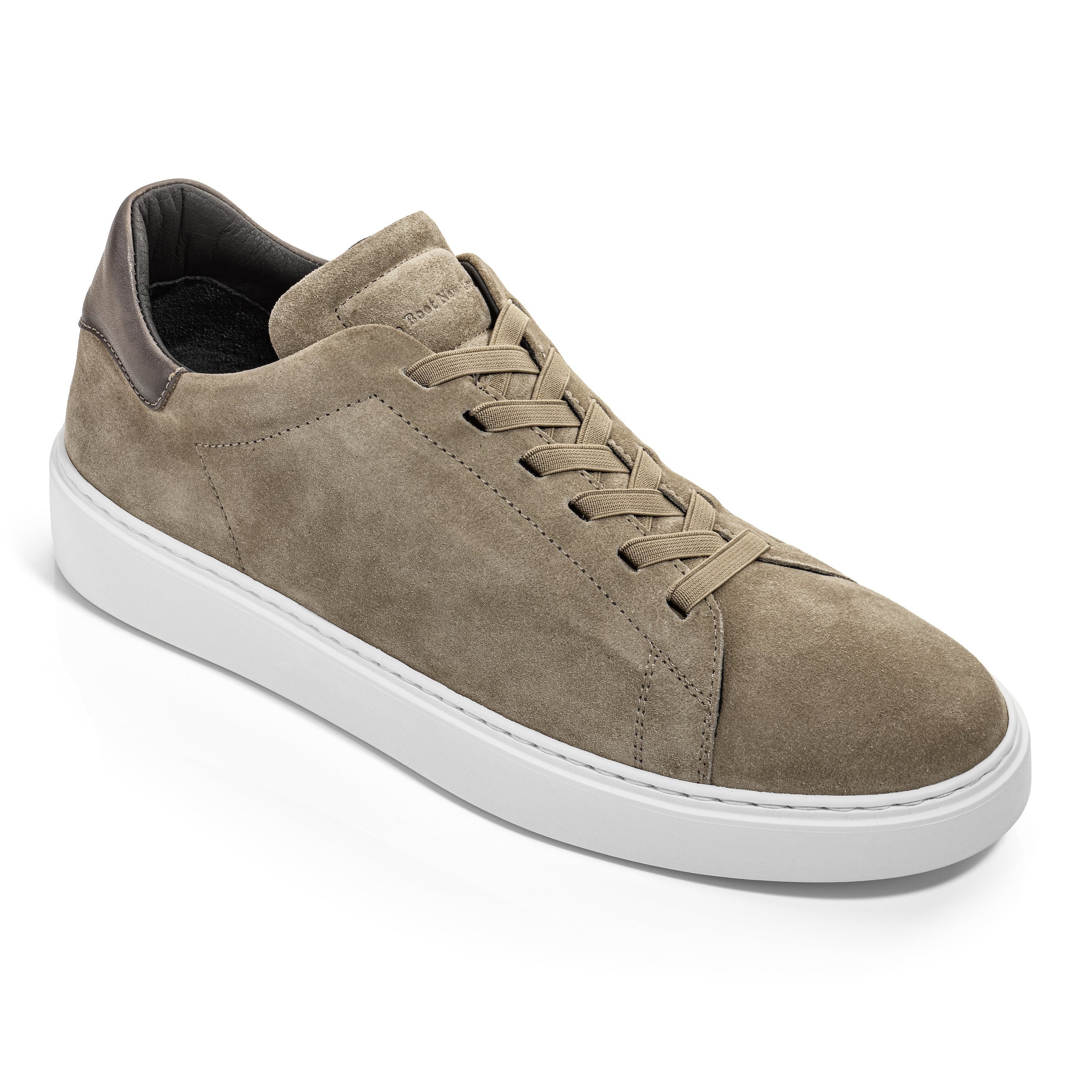James Taupe Suede Stretch Lace Luxury Low-Top Sneakers