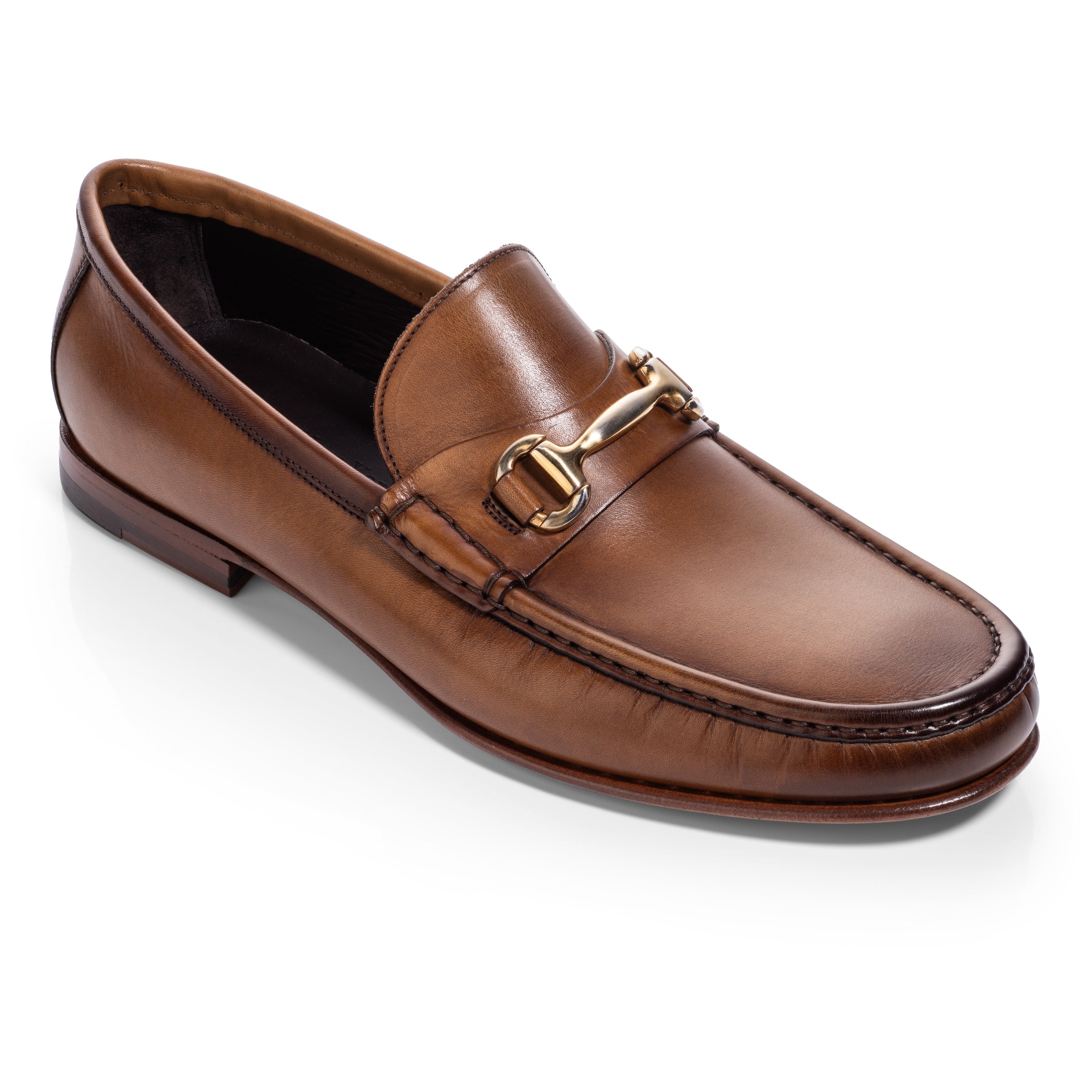 Watts Burnished Tan Leather Bit Loafer
