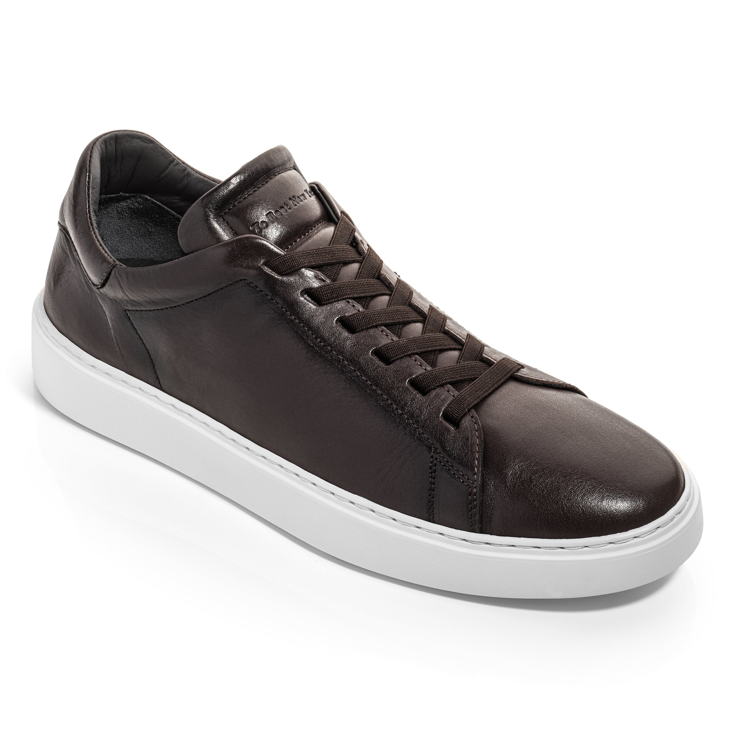 James Dark Brown Leather Elastic Lace Luxury Low-Top Sneaker