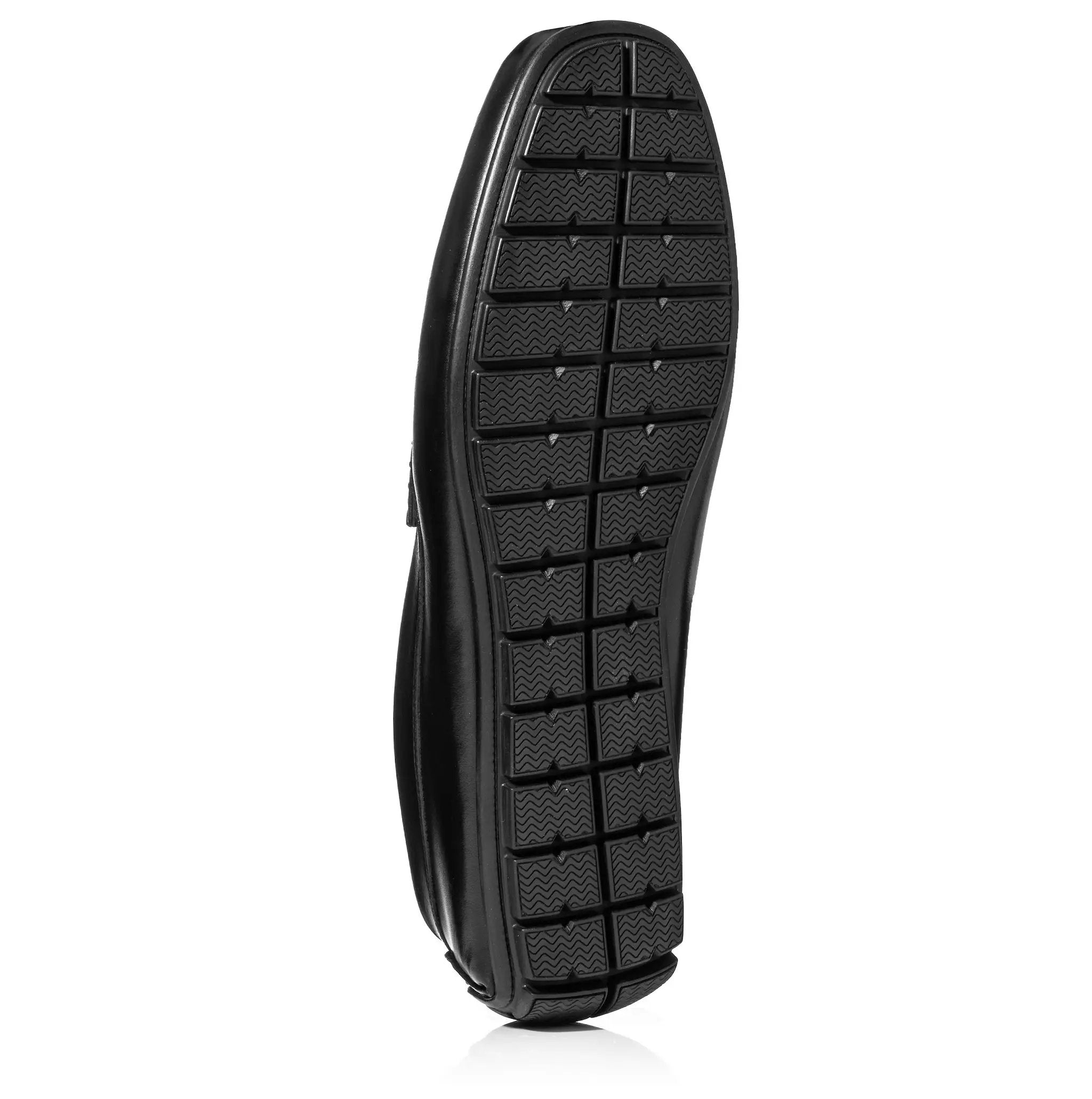 Adelaide Black Calf Leather Driving Shoe sole with segmented driver tread