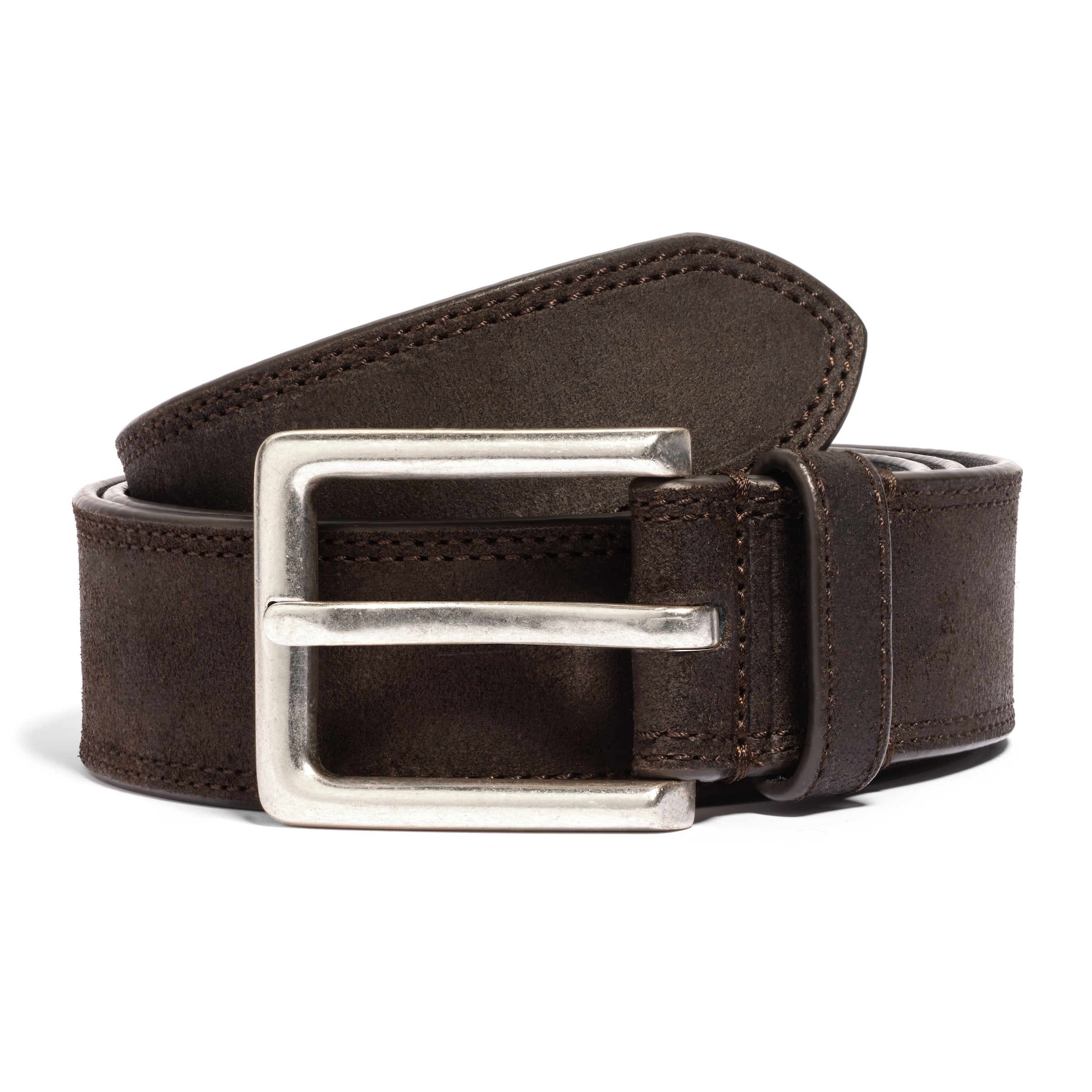 Dark Brown Waxed Suede Casual Belt