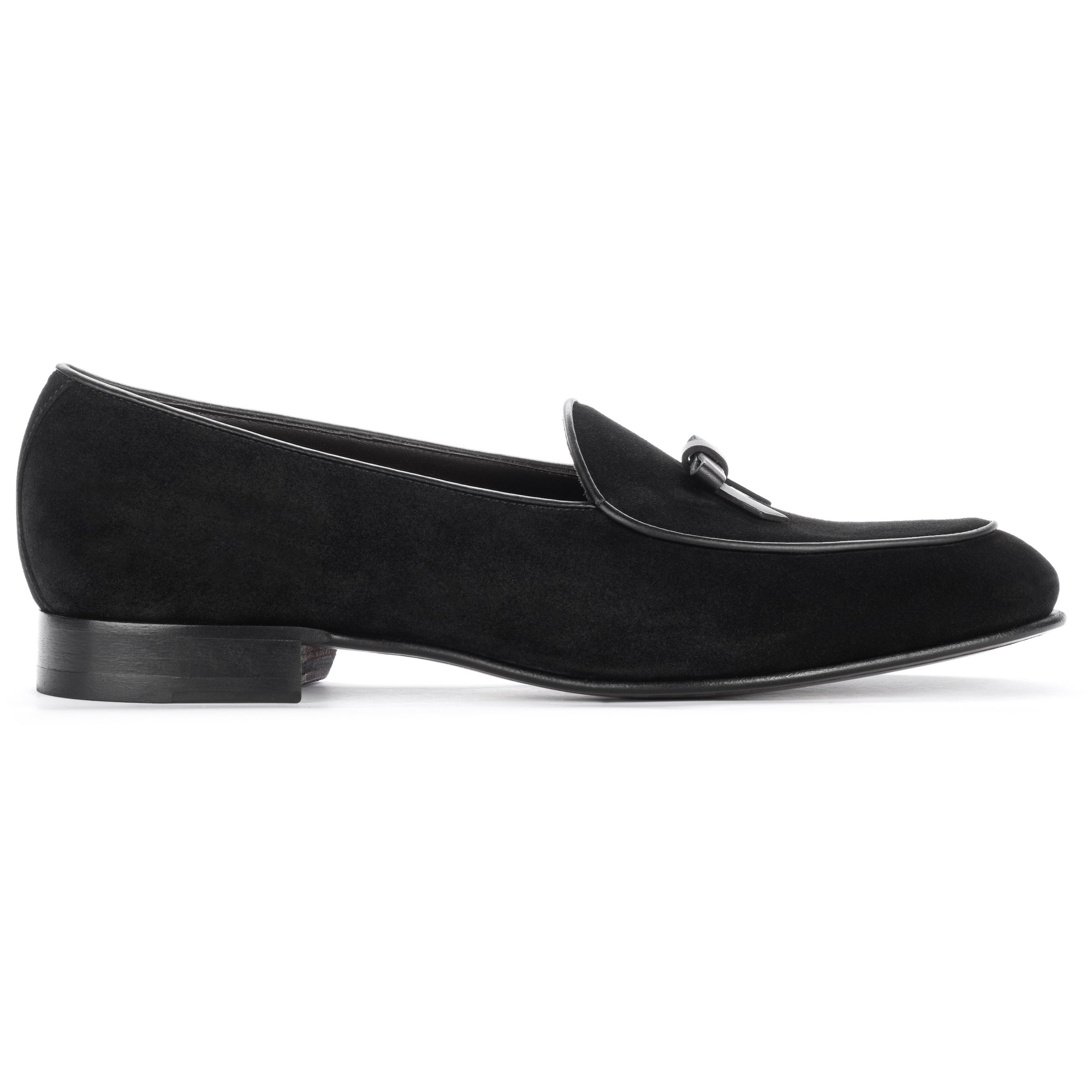 Shayne Black Suede Belgian Bow Pump Loafer