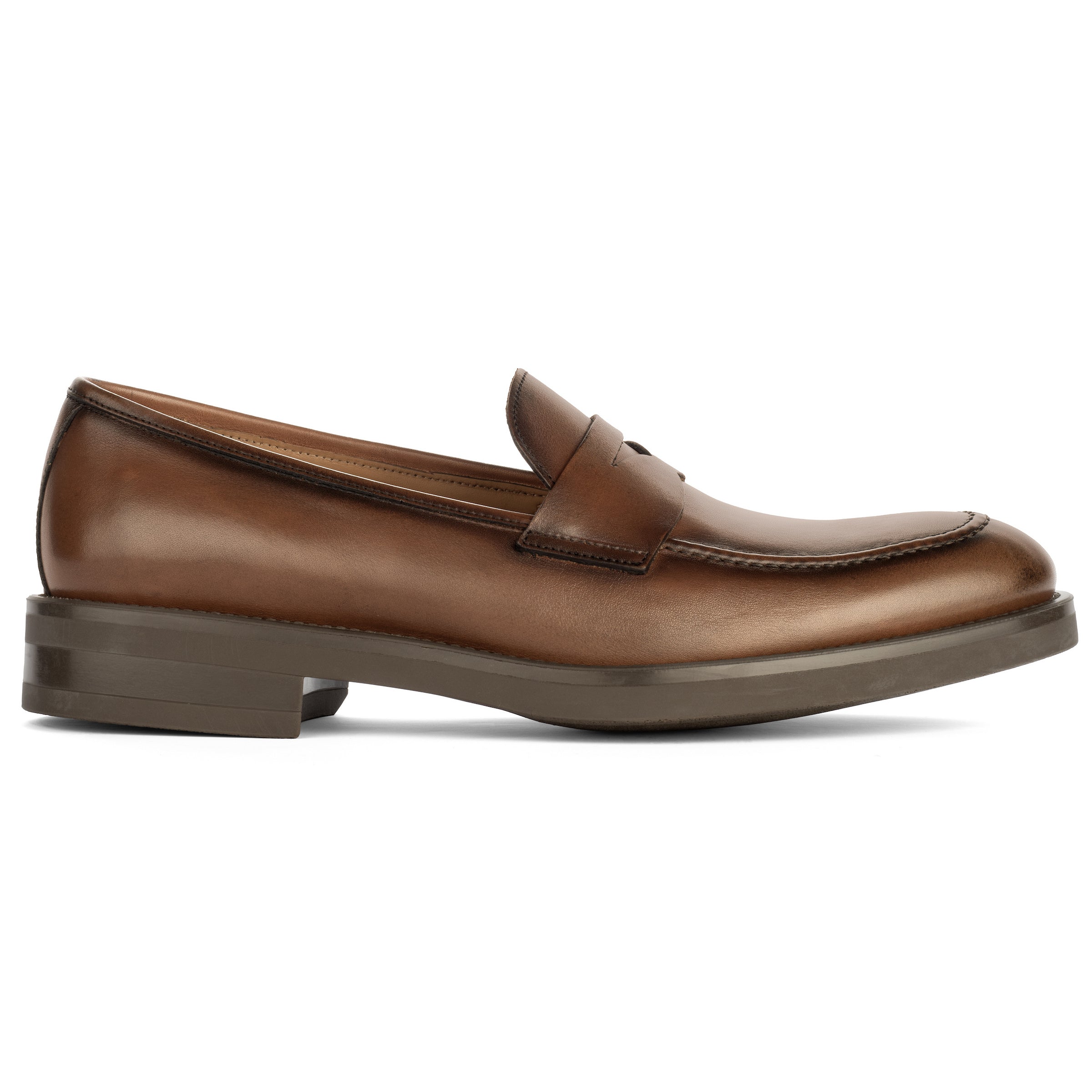 Simon Burnished Tan Calf Leather Penny Loafer