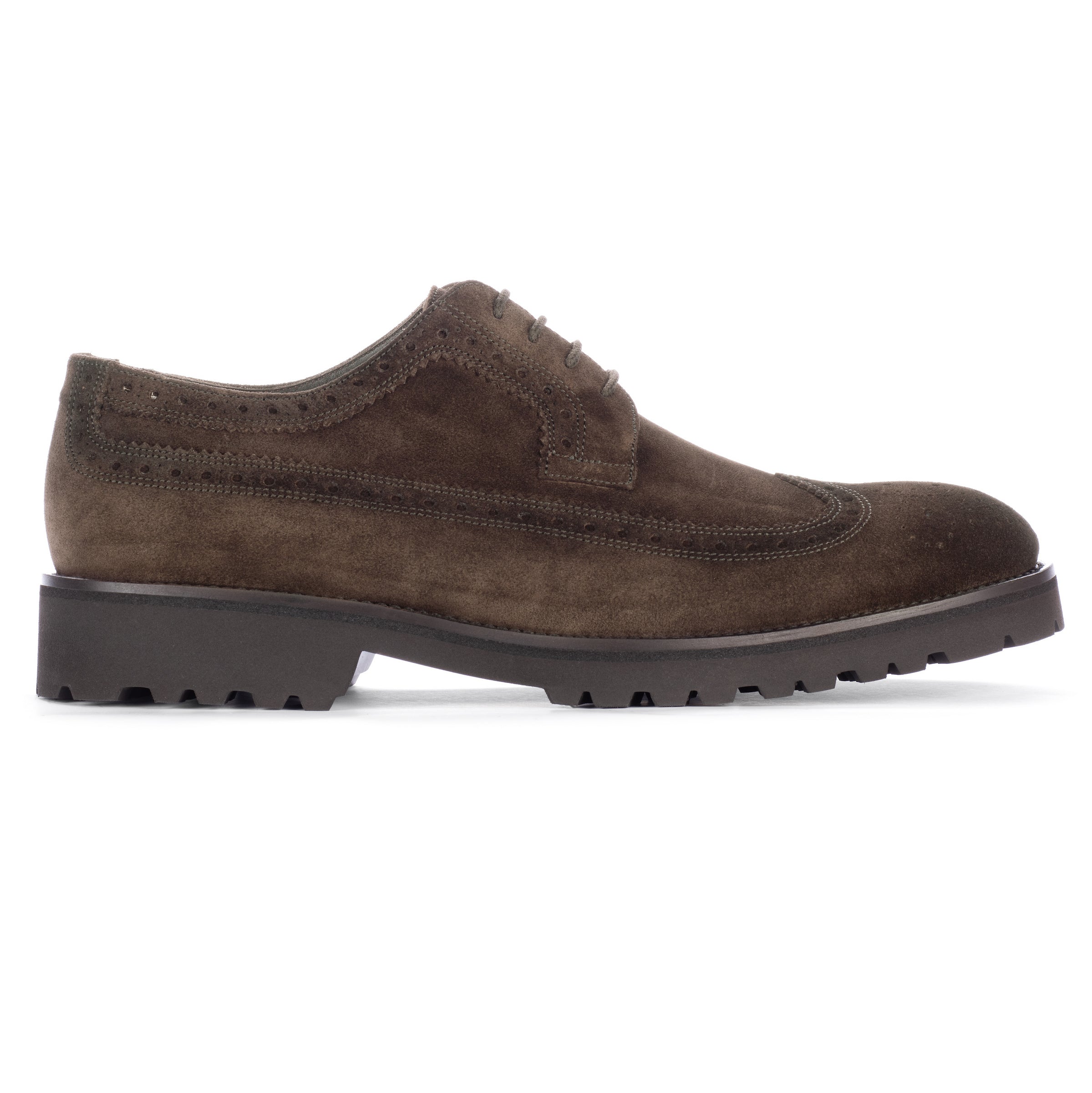 Roman Dark Brown Suede Longwing Brogue