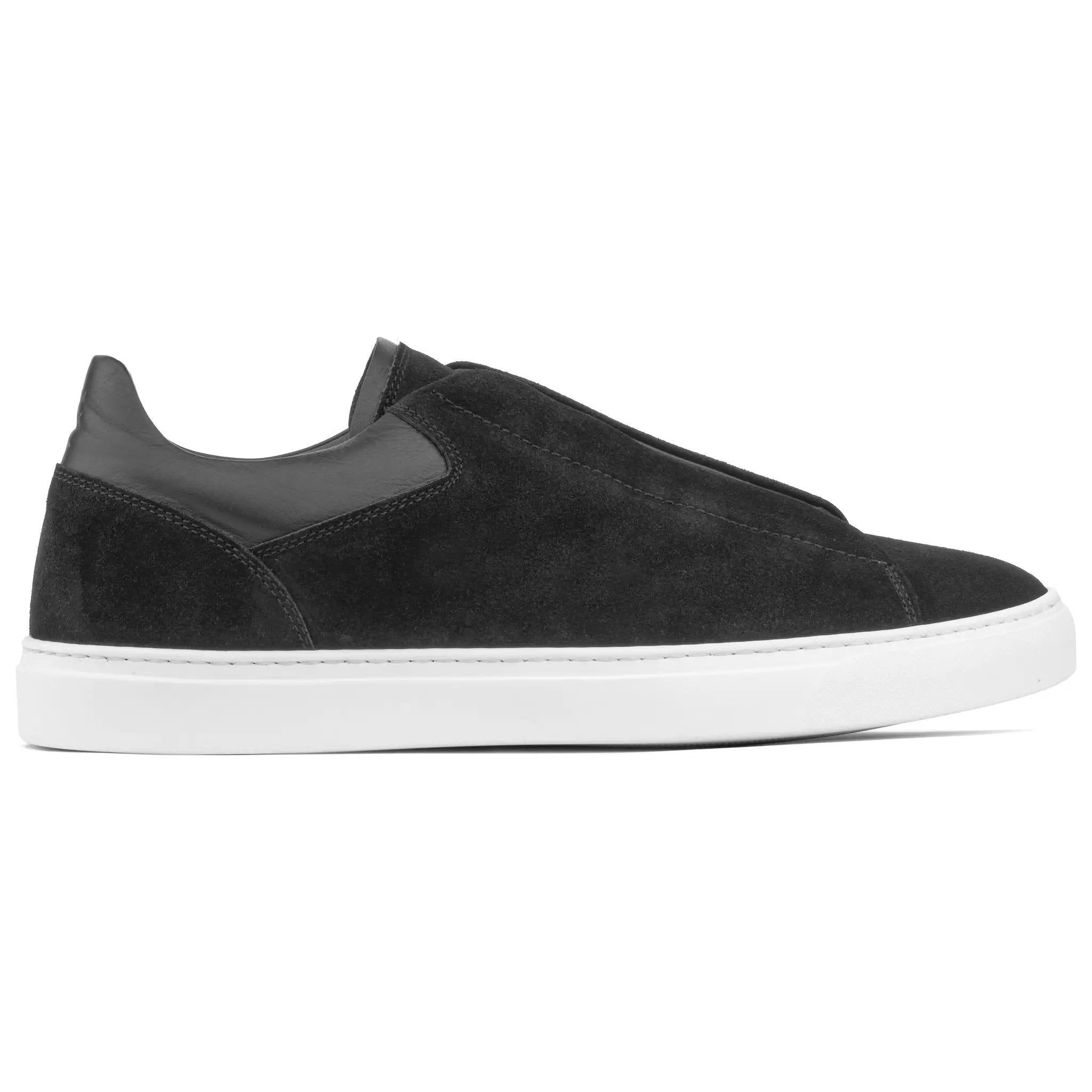 Alberta Black Suede Elastic Slip on Sneaker by To Boot New York
