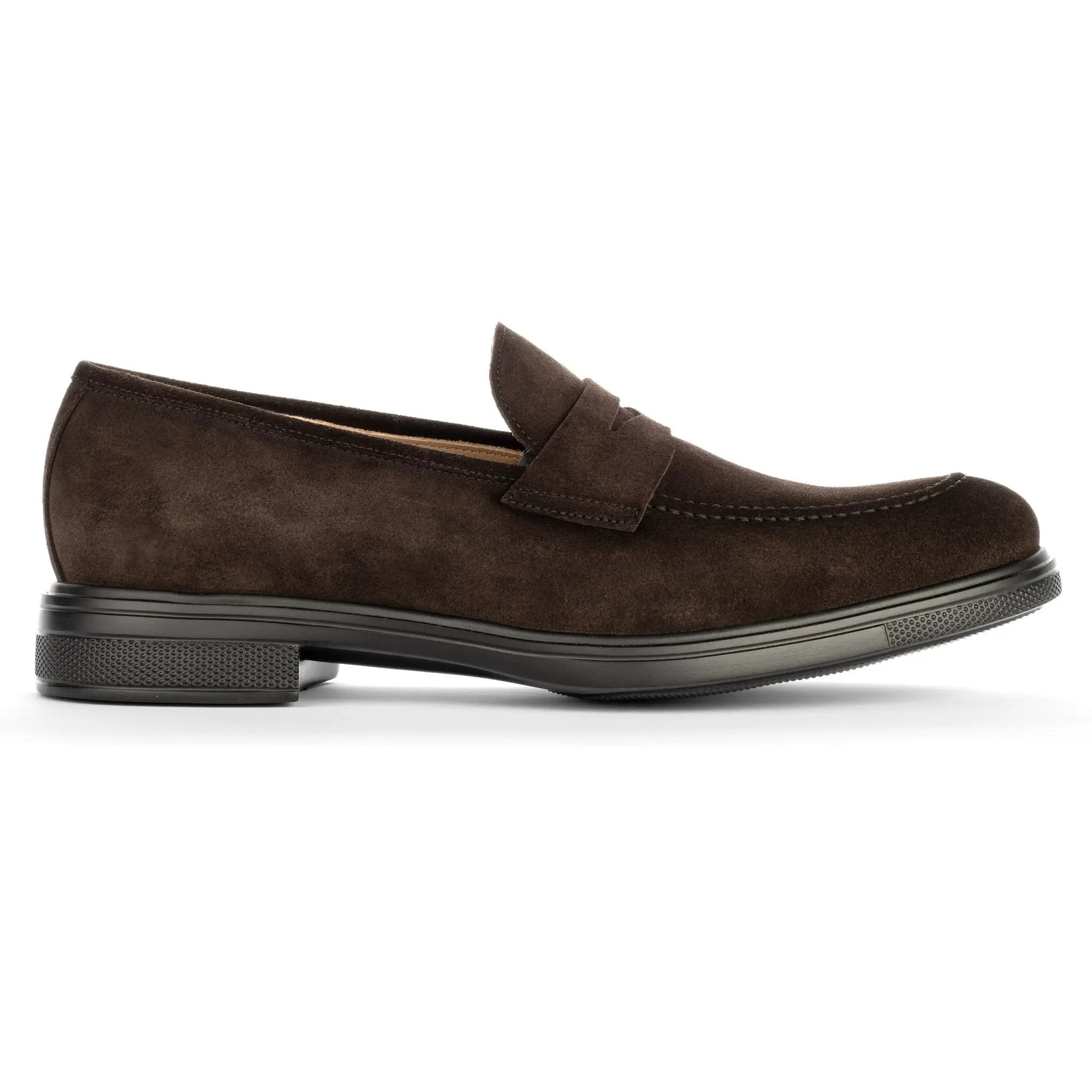 Joey Water-Repellent Dark Brown Suede Penny Loafer by To Boot New York