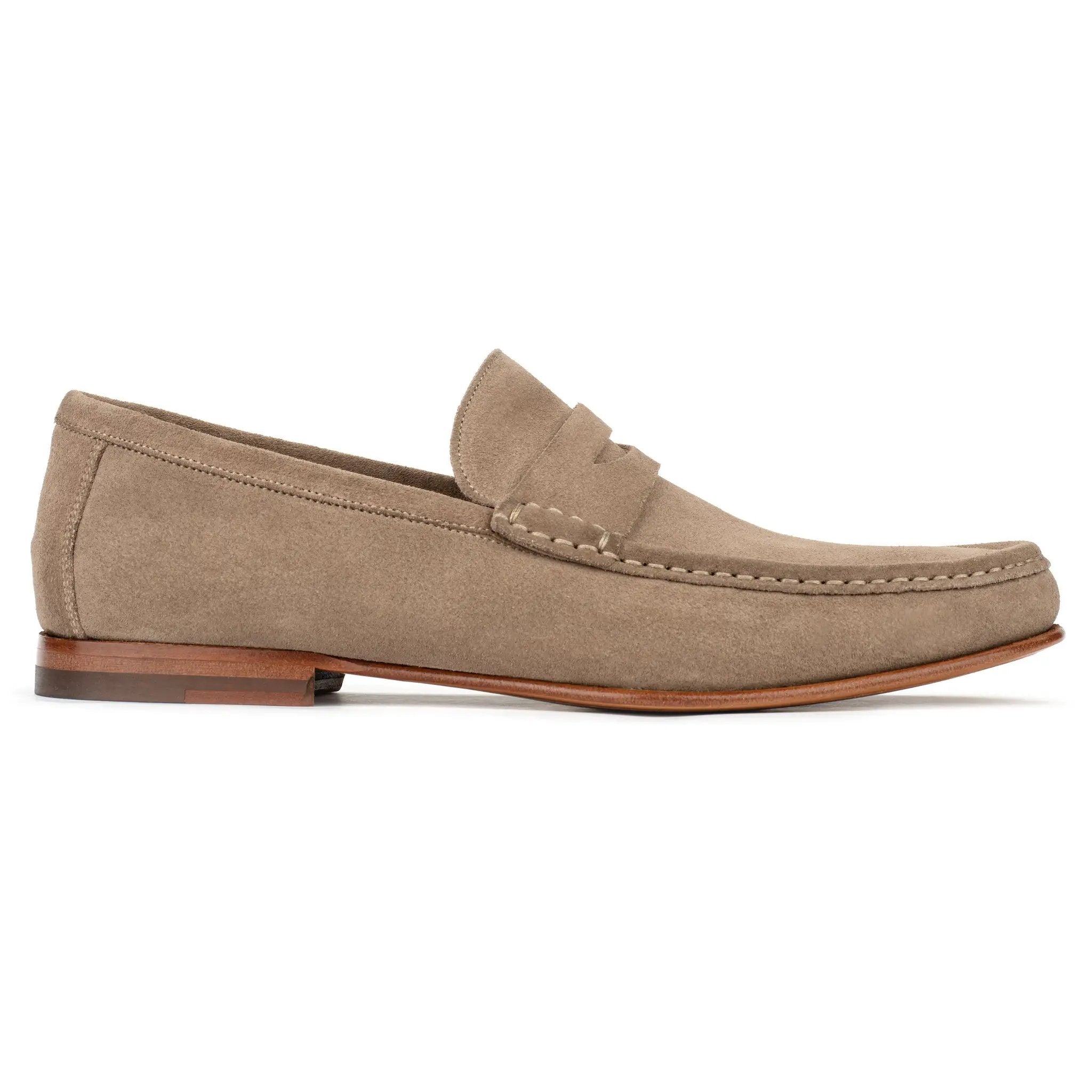 Dylan Taupe Suede Slip-On Penny Loafer by To Boot New York
