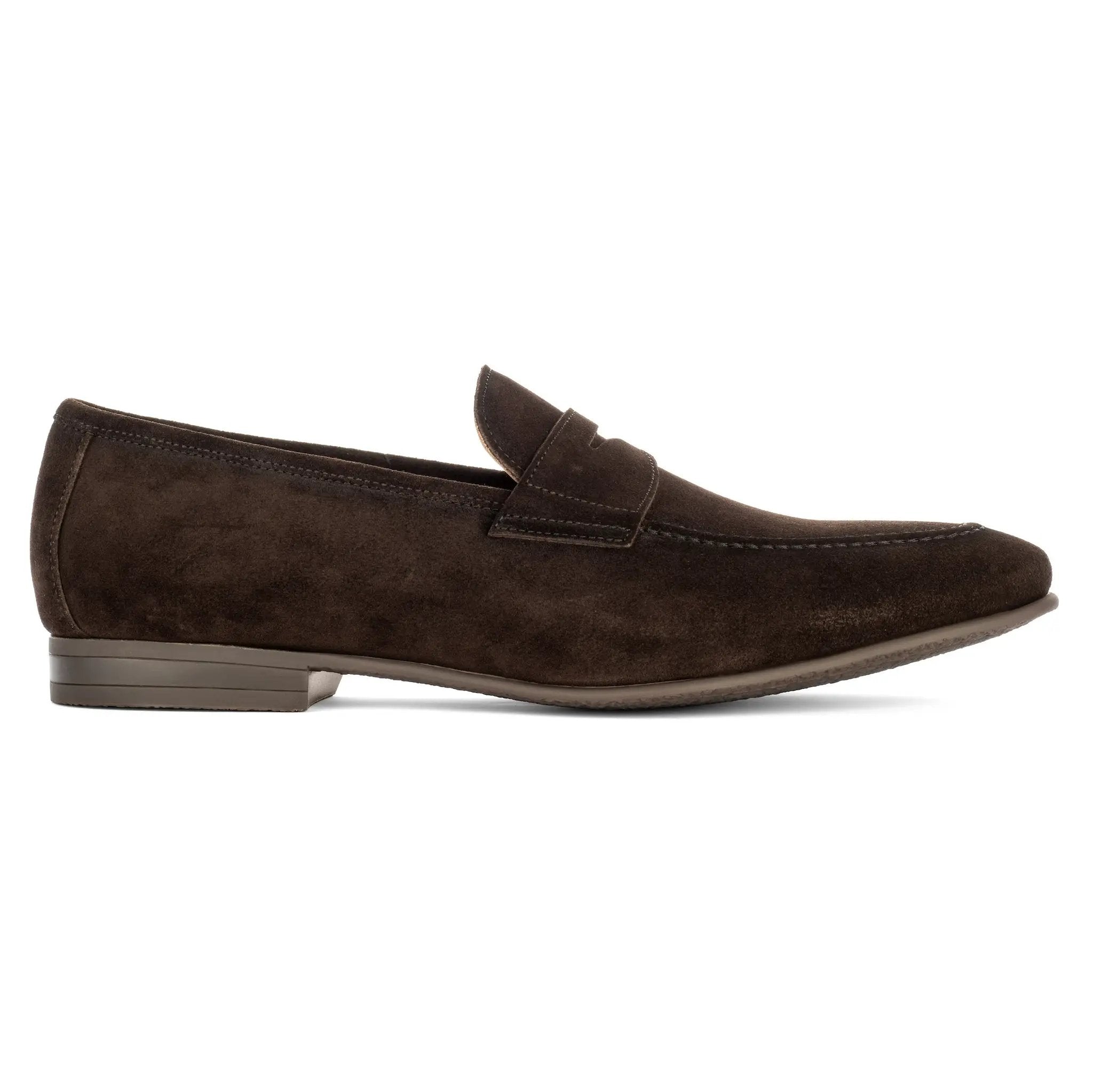 Jenner Dark Brown Suede Penny Loafer by To Boot New York