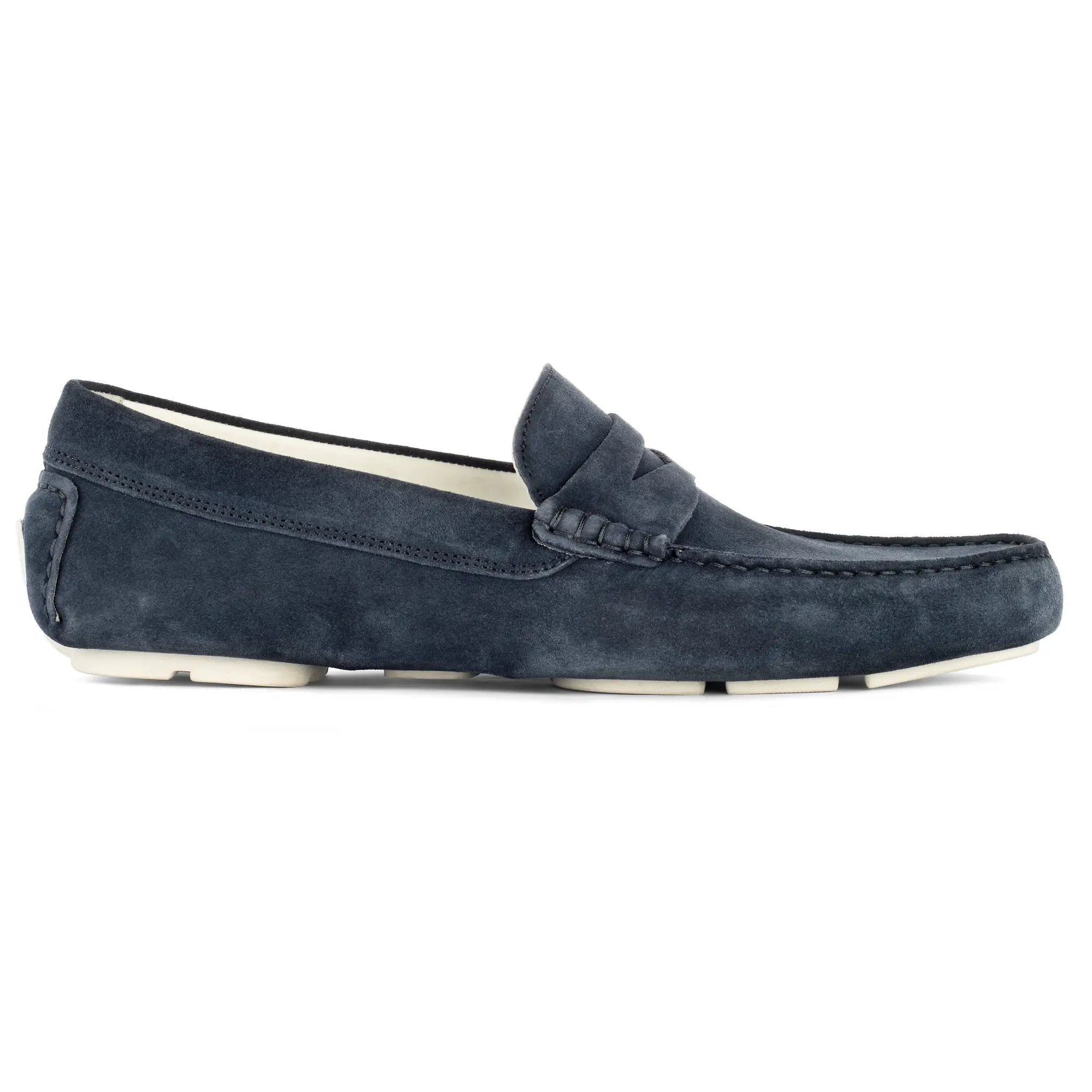 Carmel Blue Suede Penny Loafer Driving Shoe by To Boot New York