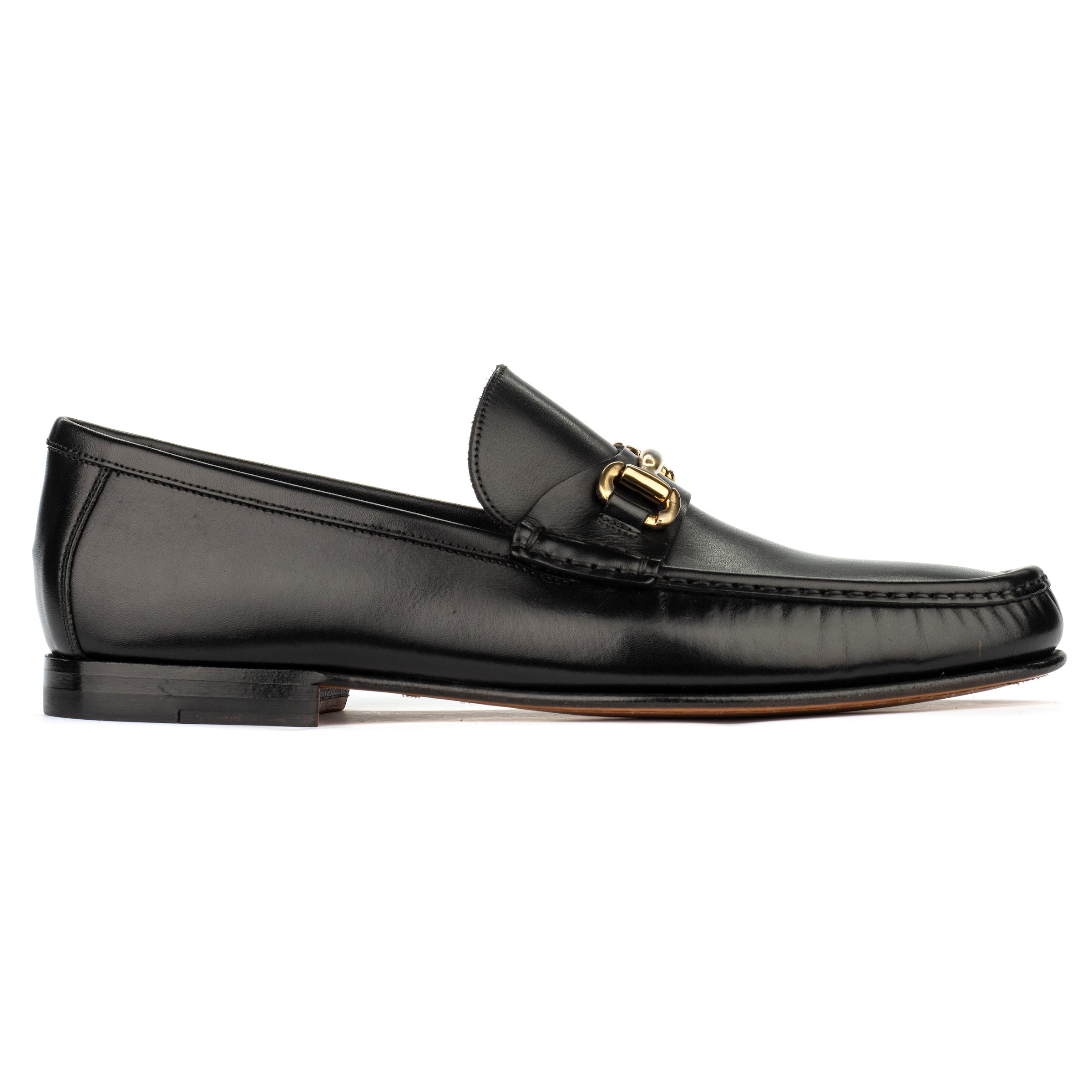 Watts Black Leather Bit Loafer