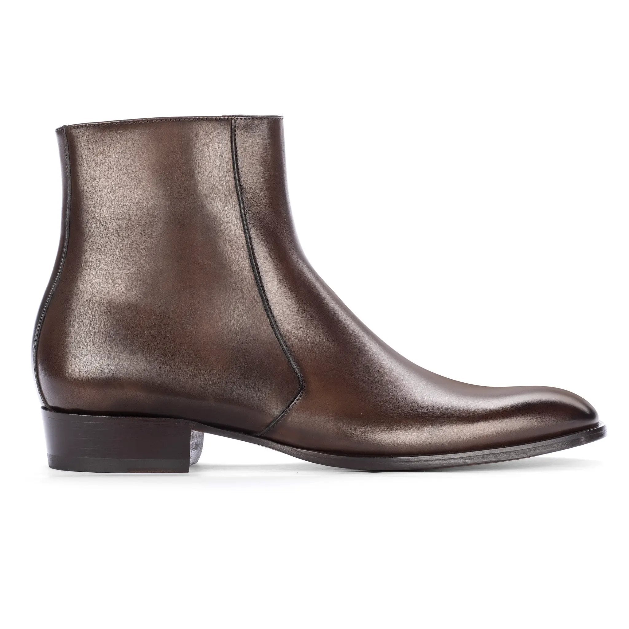 Gilmour Dark Brown Calf Leather Zip Boot by To Boot New York