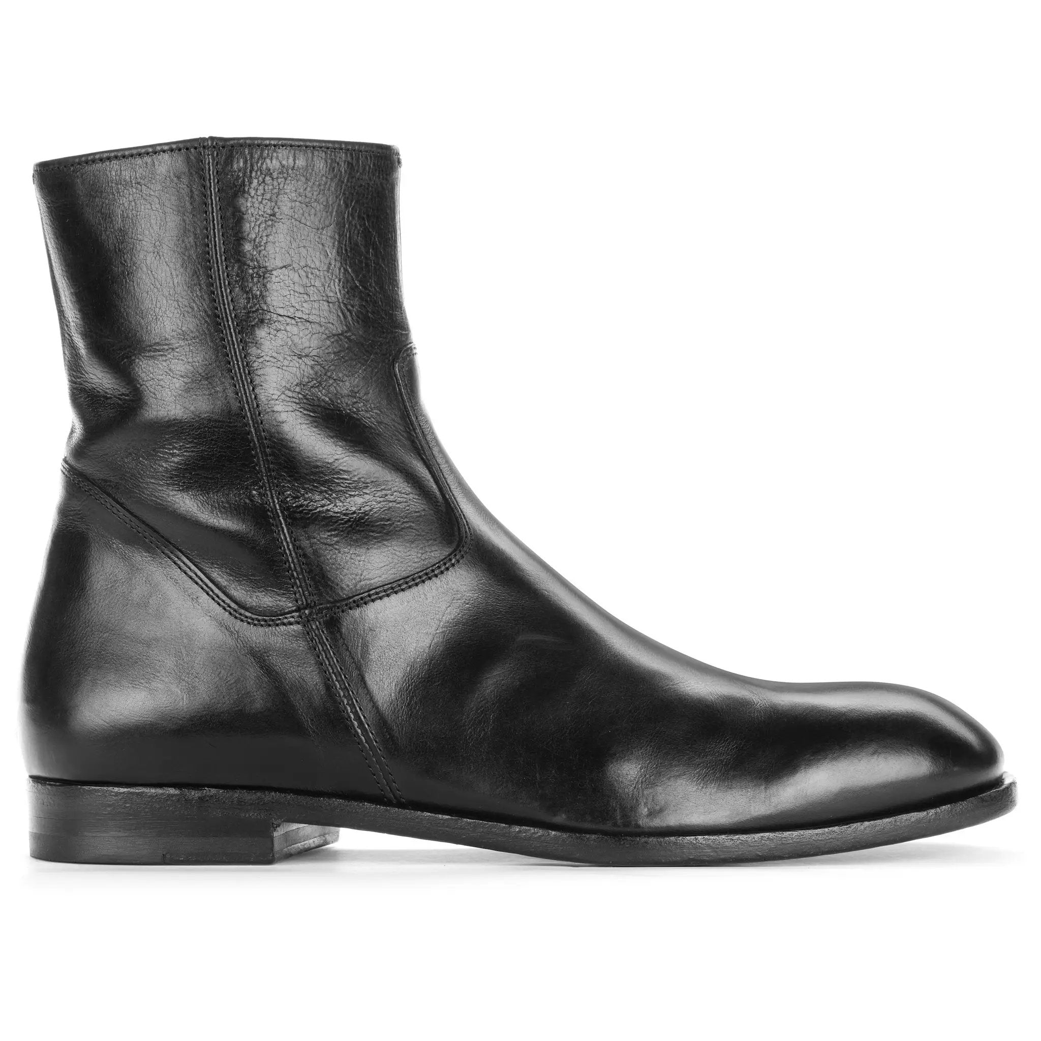 Nils Black Calf Leather Plain Toe Zip Boot by To Boot New York