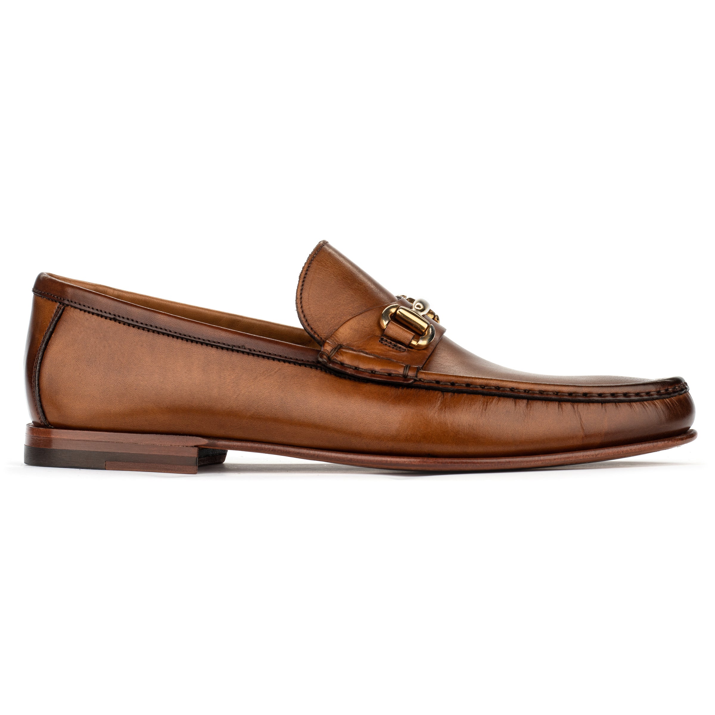 Watts Burnished Tan Leather Bit Loafer