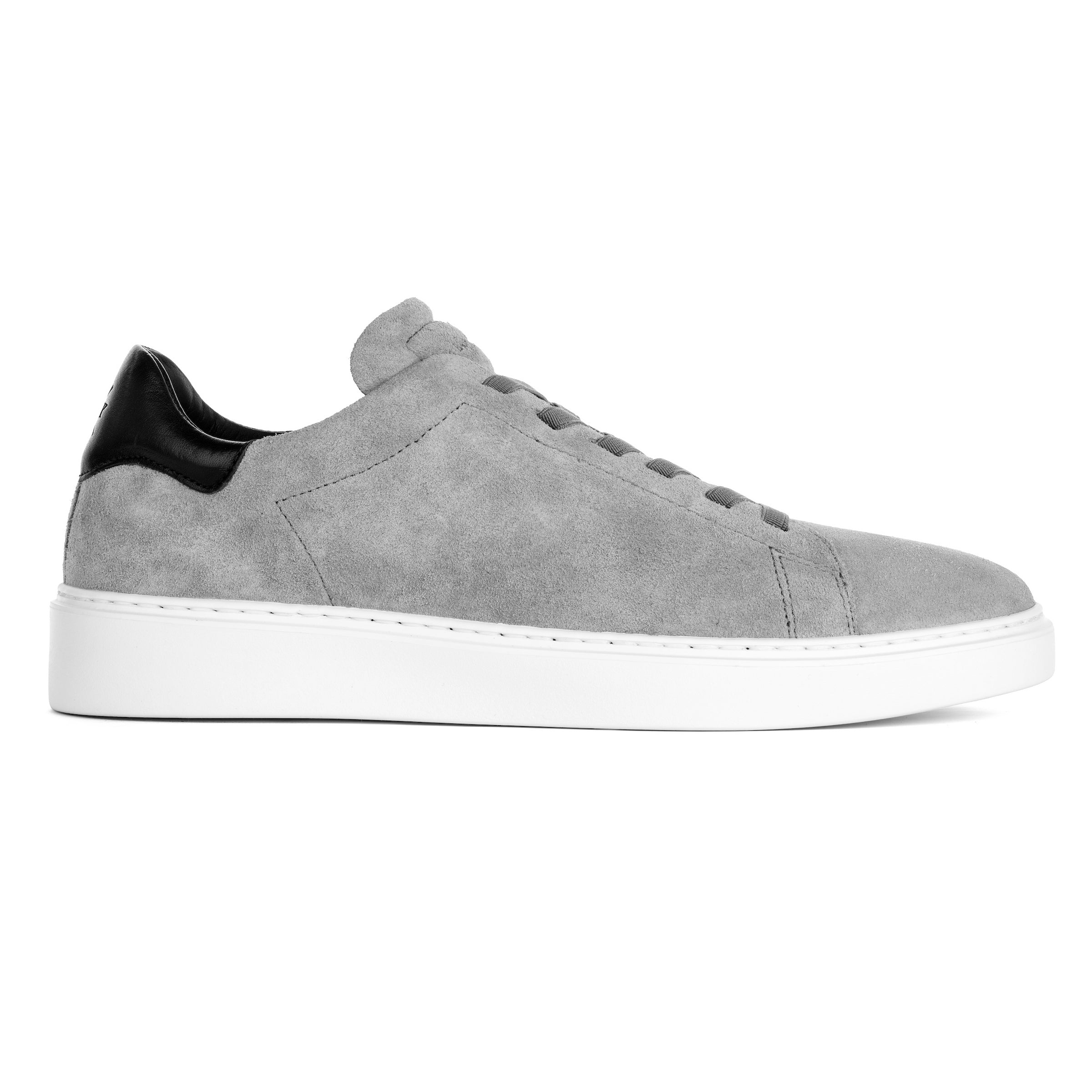 James Grey Suede Stretch Lace Luxury Low-Top Sneaker