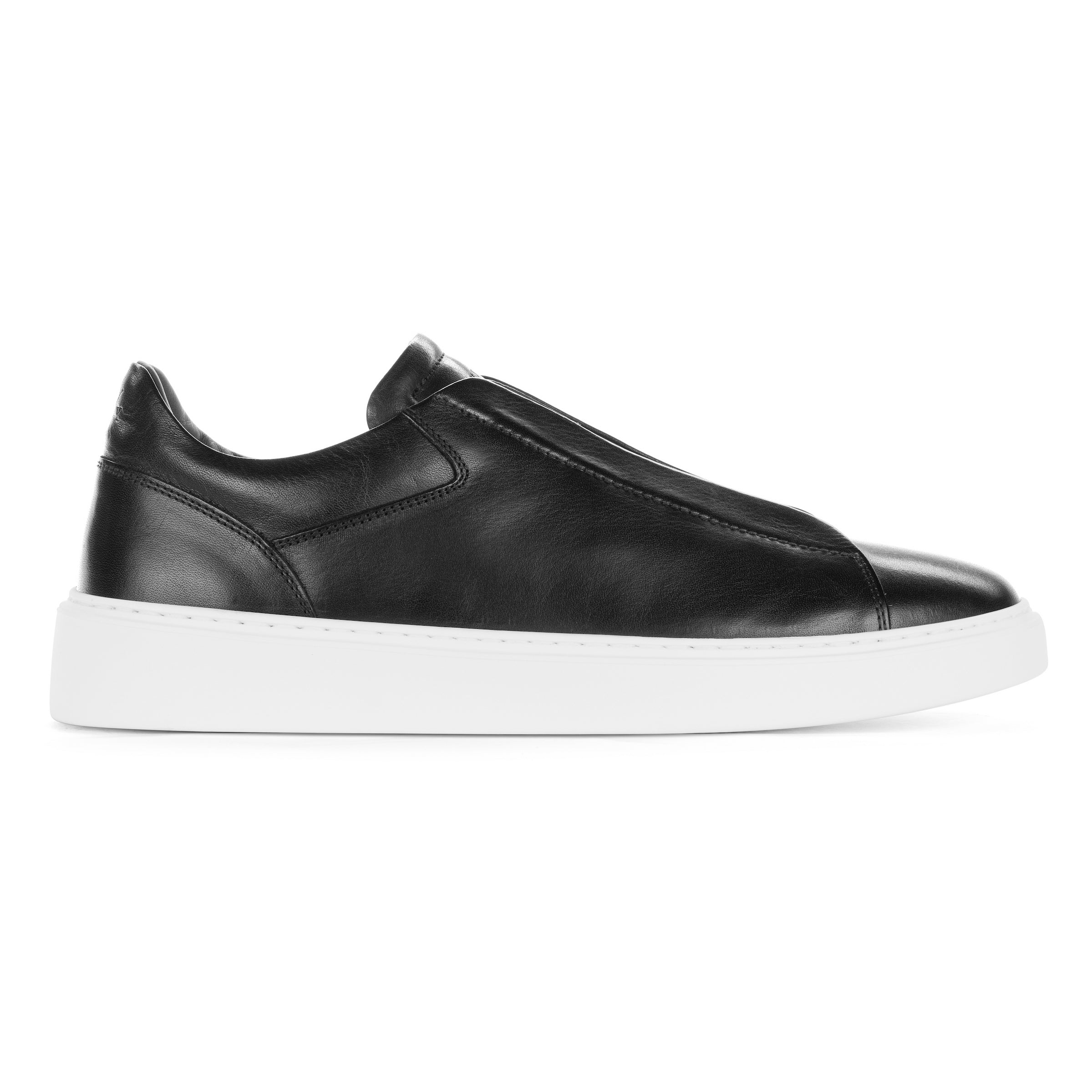 Campion Black Calf Elastic Slip On Sneaker