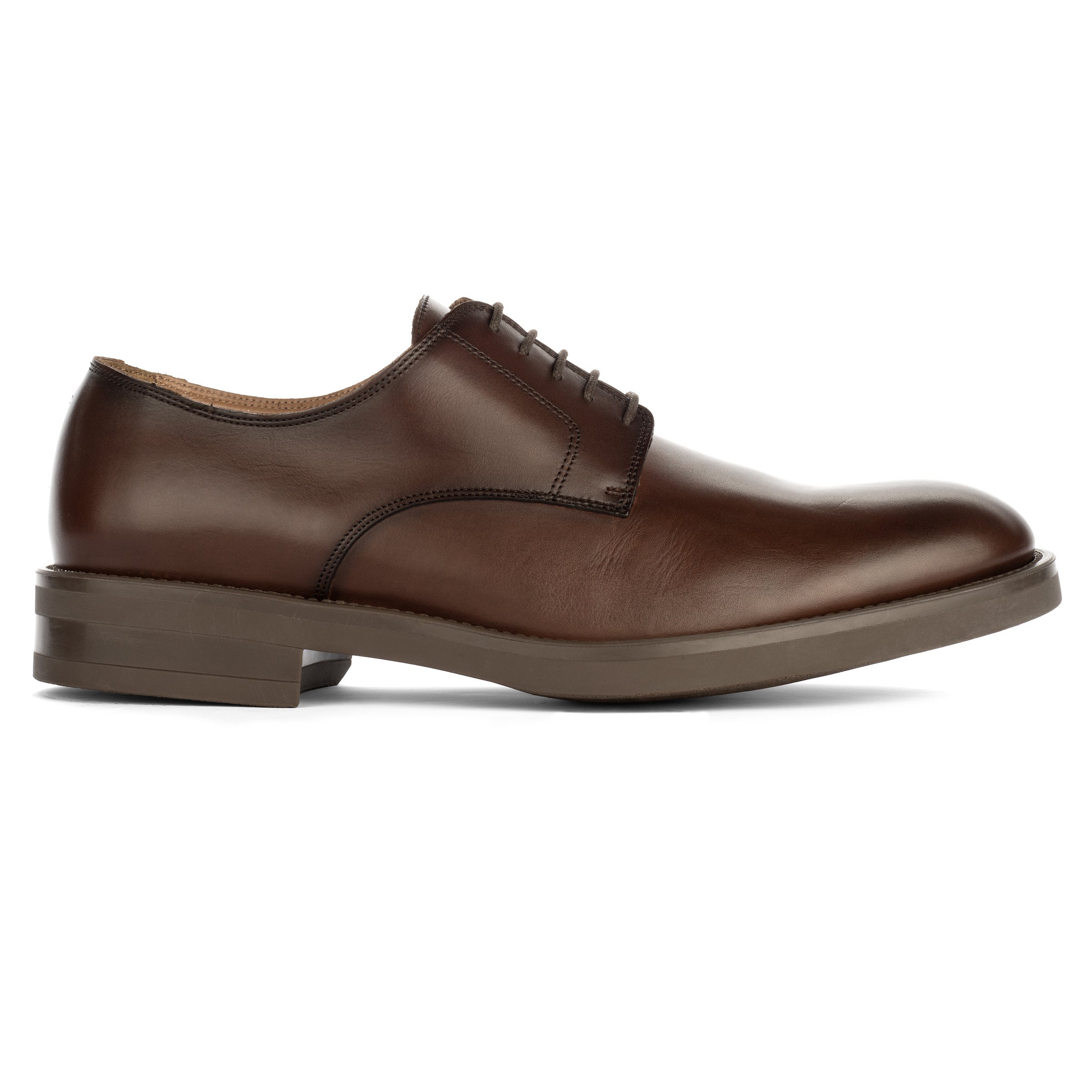 Dustin Burnished Brown Leather Plain Toe Oxford