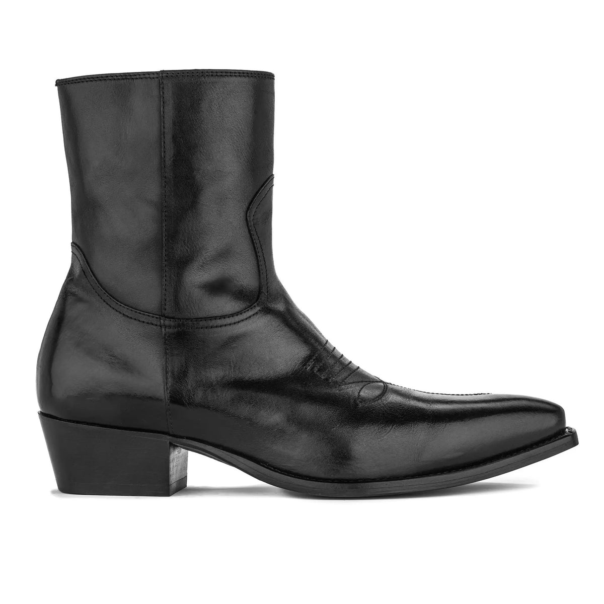 Deacon Black Calf Leather Western Boot by To Boot New York
