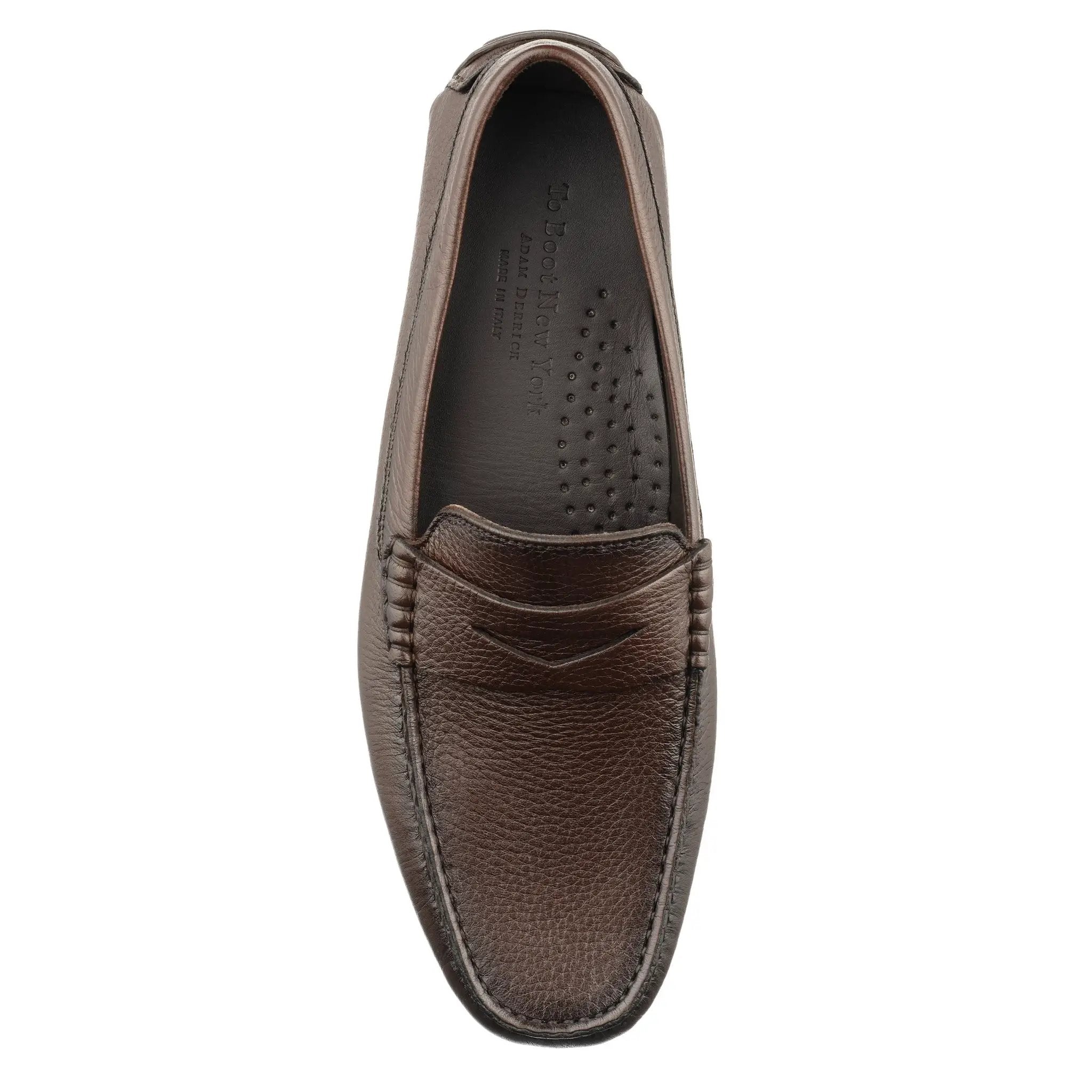 Admiral Dark Brown Deerskin Leather Penny Moccasin Driving Shoe by To Boot New York