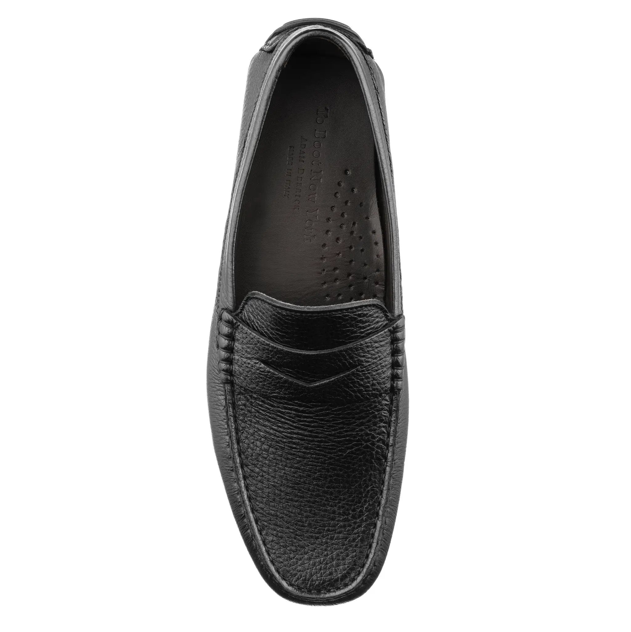 Admiral Black Deerskin Leather Penny Moccasin Driving Shoe by To Boot New York