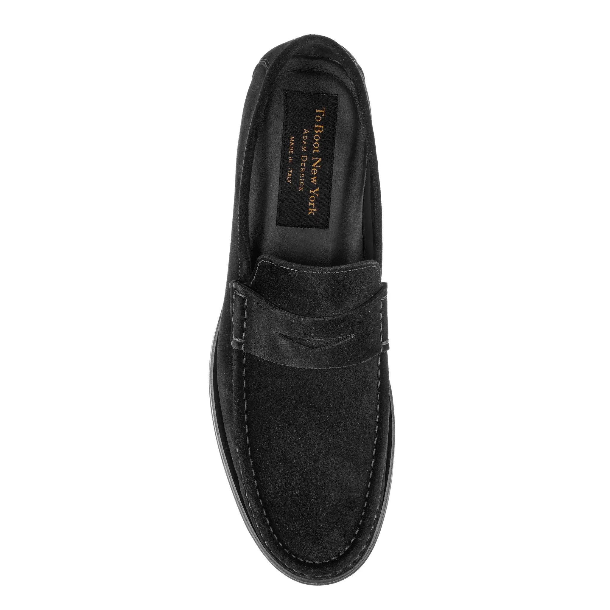 Belfast Black Suede Penny Loafer by To Boot New York