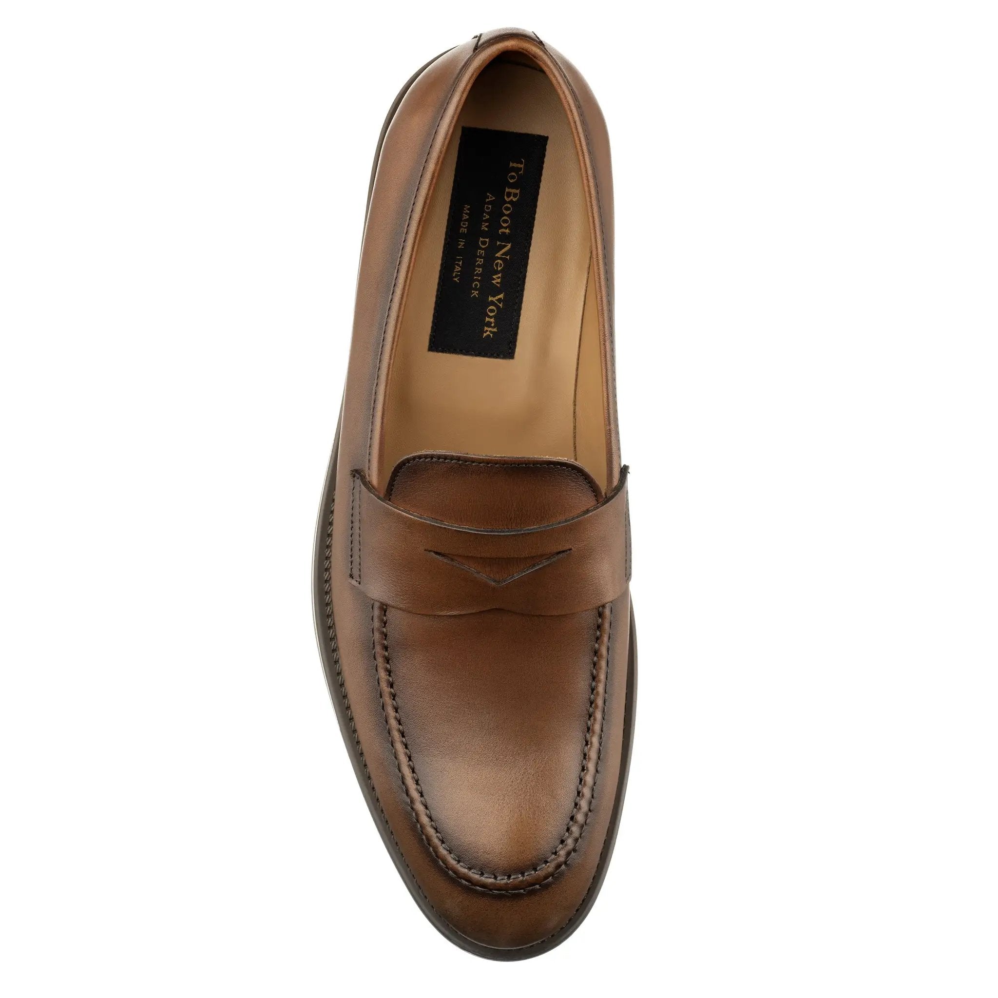 Simon Burnished Tan Calf Leather Penny Loafer by To Boot New York