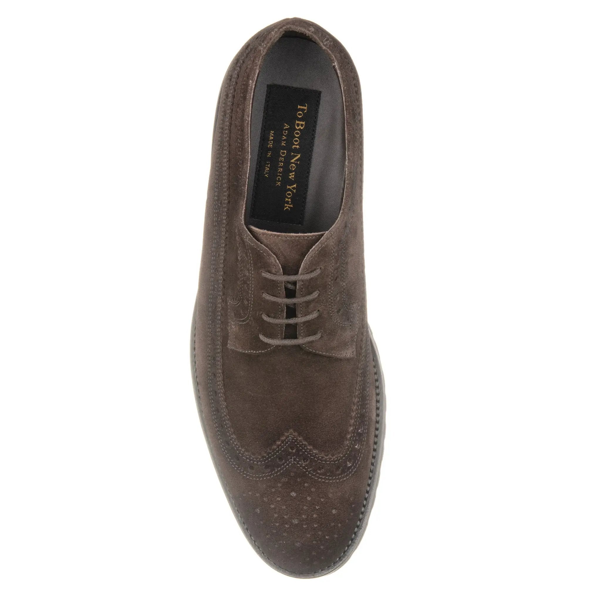 Roman Dark Brown Suede Longwing Brogue by To Boot New York