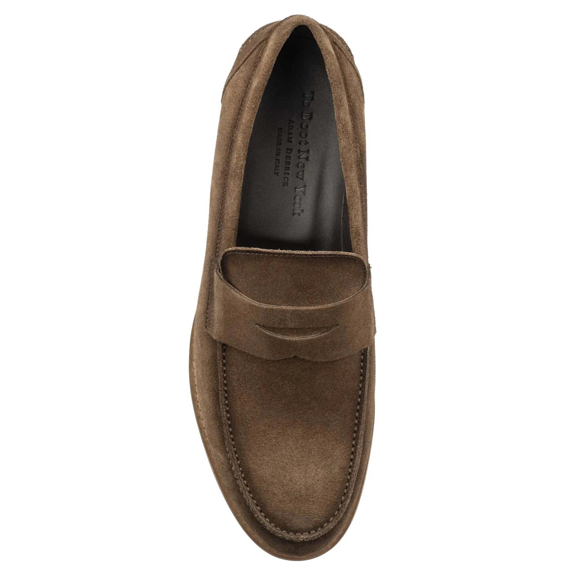 Atlantis Brown Box Suede Penny Loafer by To Boot New York