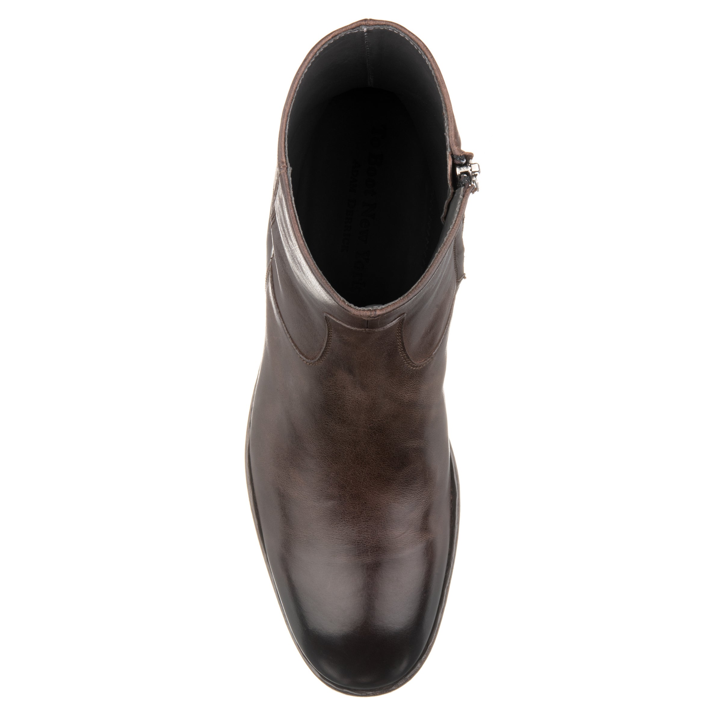 Nils Dark Brown Plain Toe Zip Boot