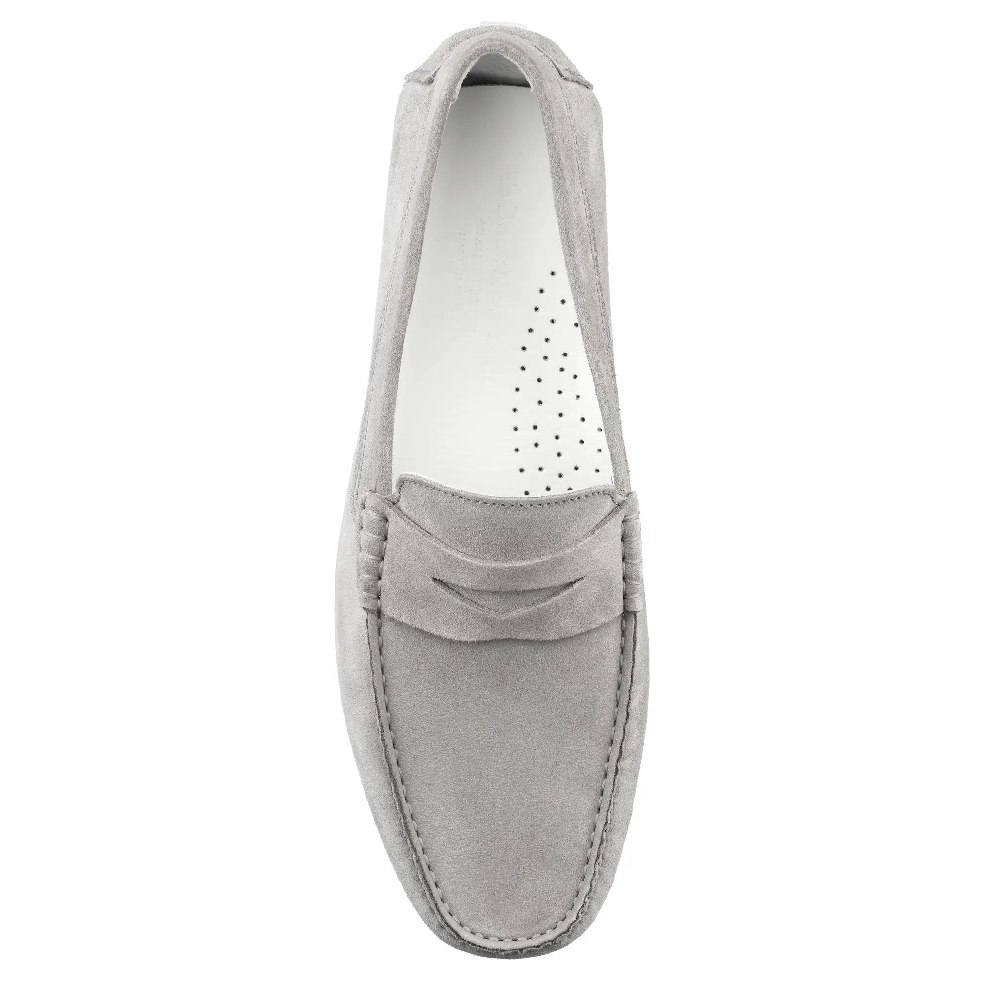 Carmel Light Grey Suede Penny Loafer Driving Shoe by To Boot New York