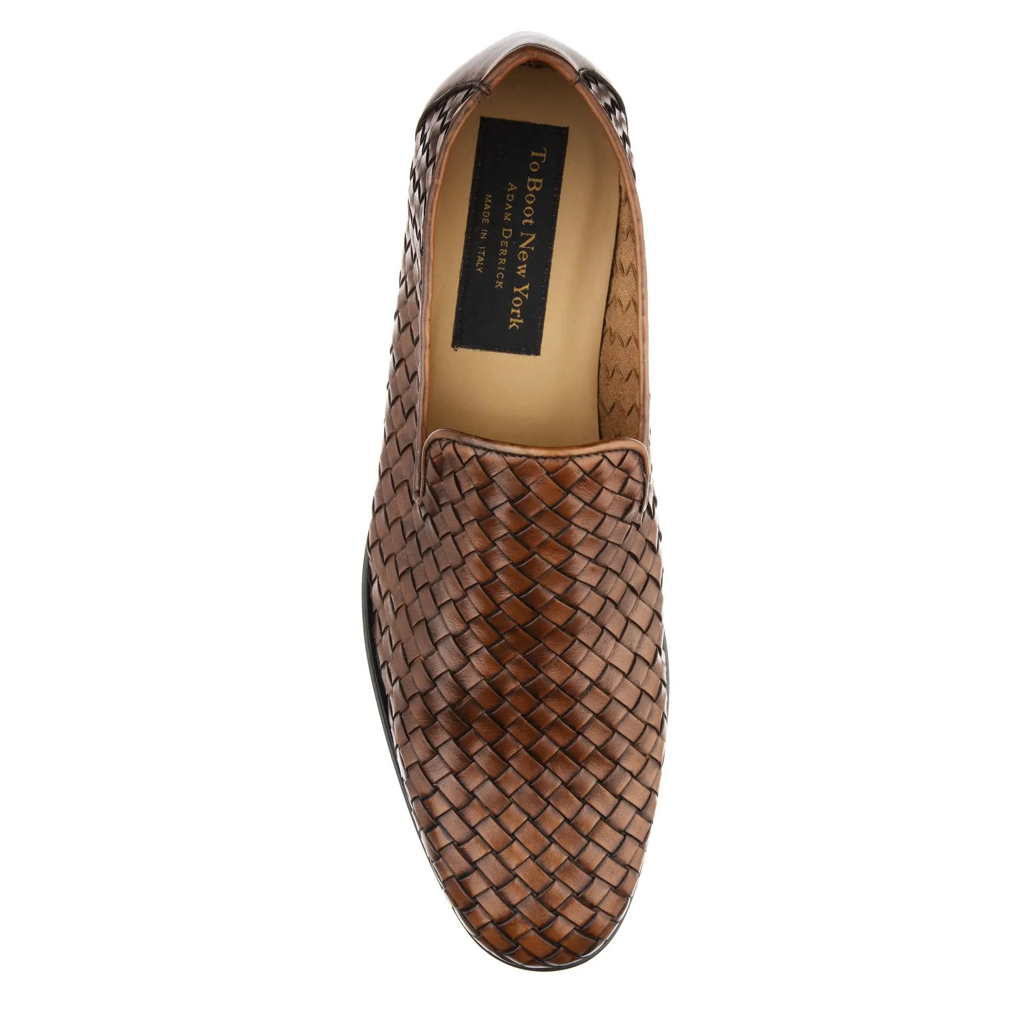 Foley Cognac Hand Woven Intrecciato Slip-On by To Boot New York
