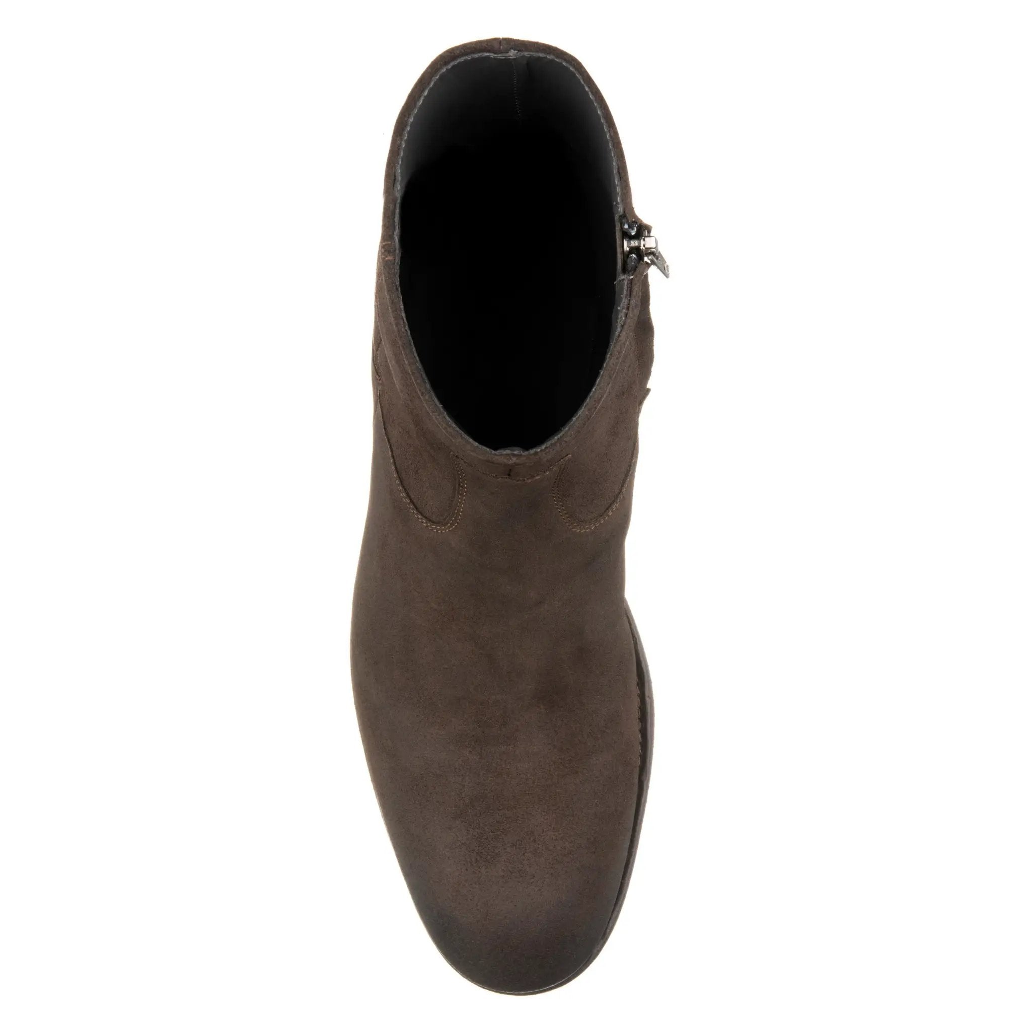 Nils Dark Brown Waxed Suede Plain Toe Zip Boot by To Boot New York