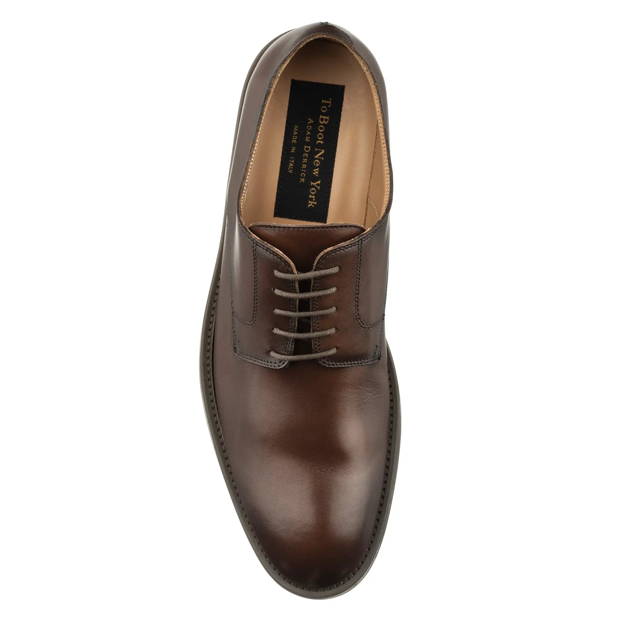 Dustin Burnished Brown Leather Plain Toe Oxford by To Boot New York