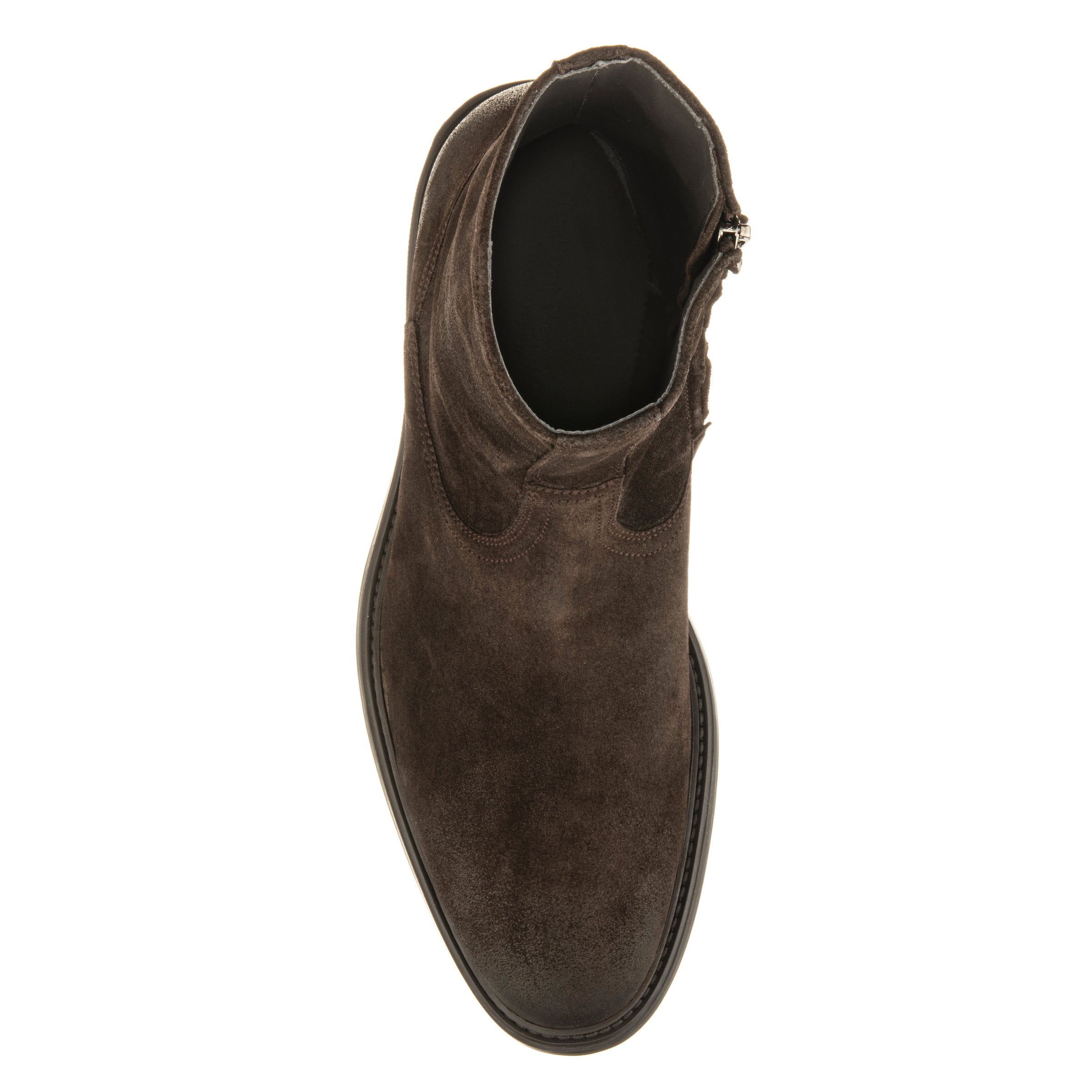 Muller Dark Brown Waxed Suede Plain Toe Zip Boot