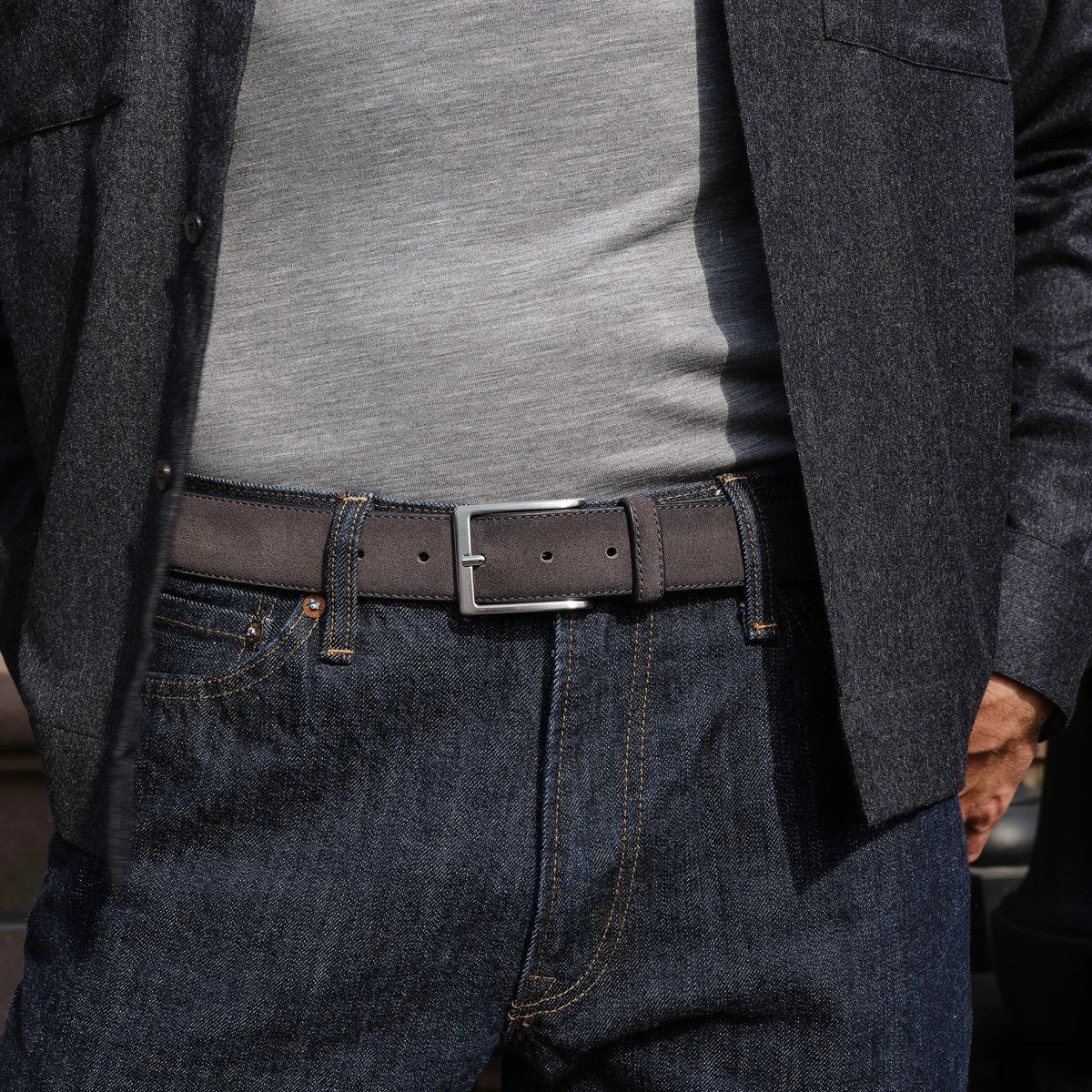 Grey Aero Suede Belt by To Boot New York