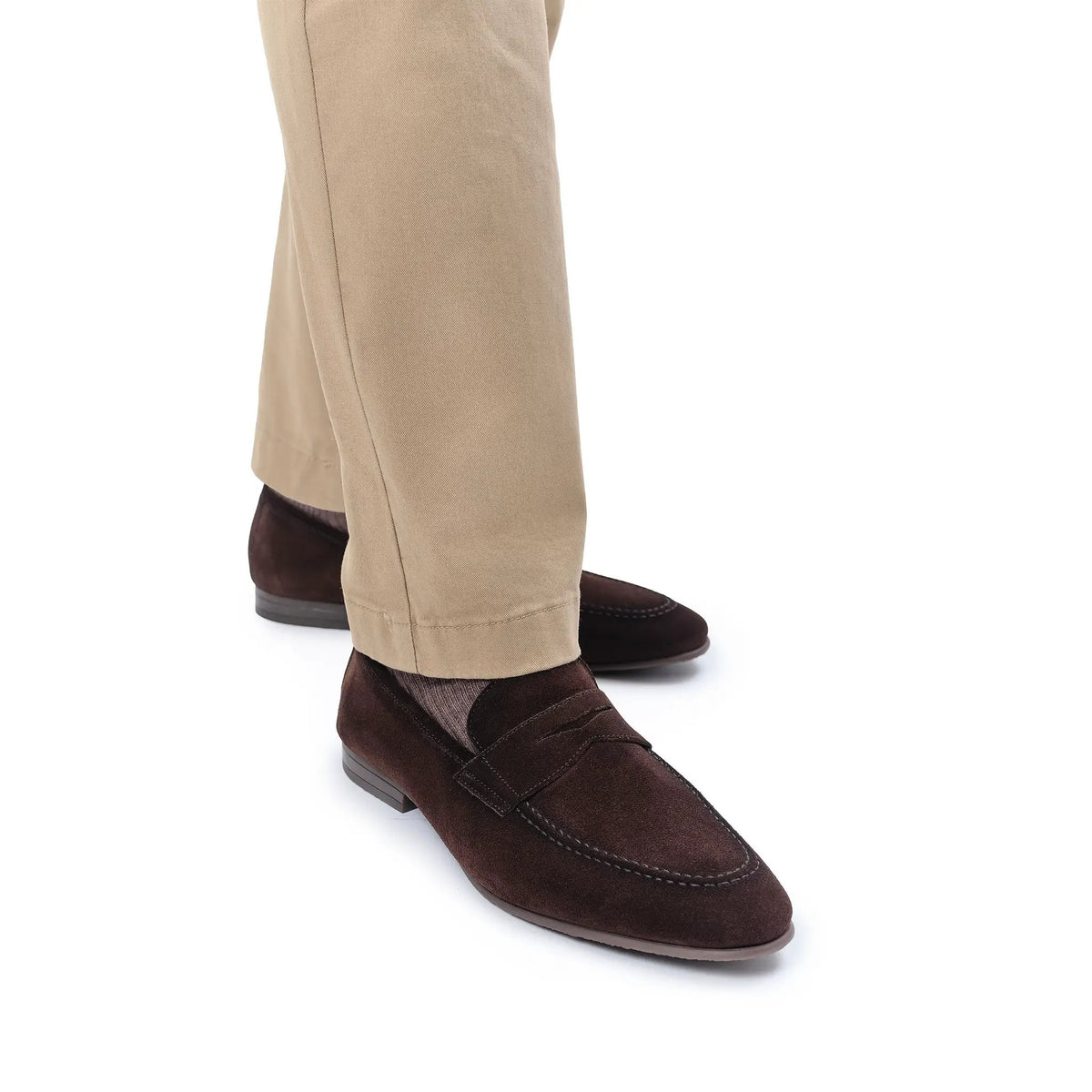 Jenner Dark Brown Suede Penny Loafer by To Boot New York